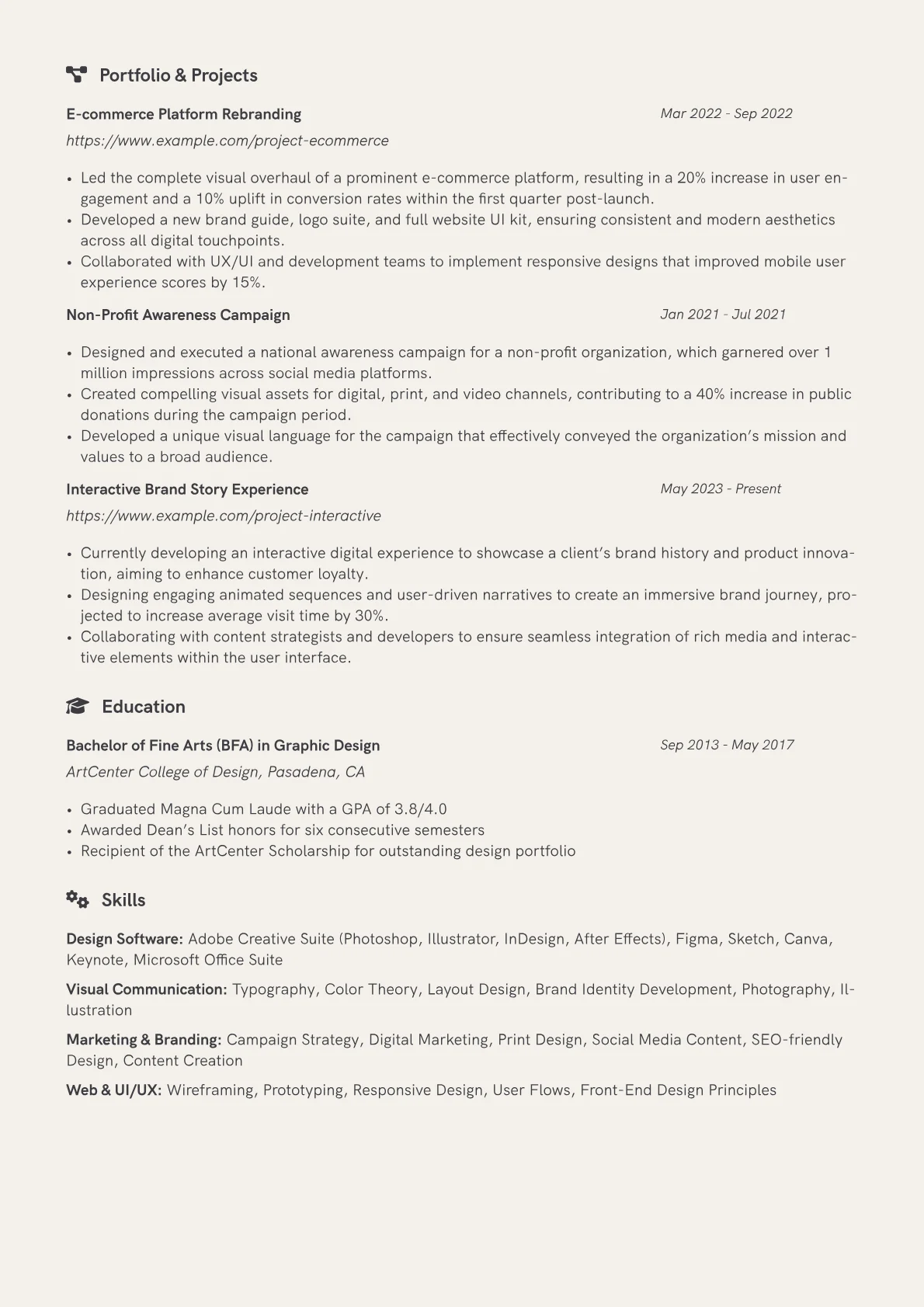 Creative Designer Resume Example CV template - Page 2