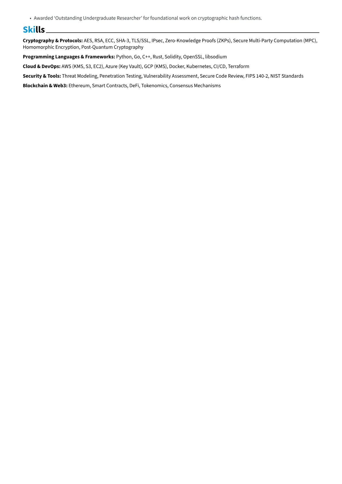 Cryptography Engineer Resume Example CV template - Page 2