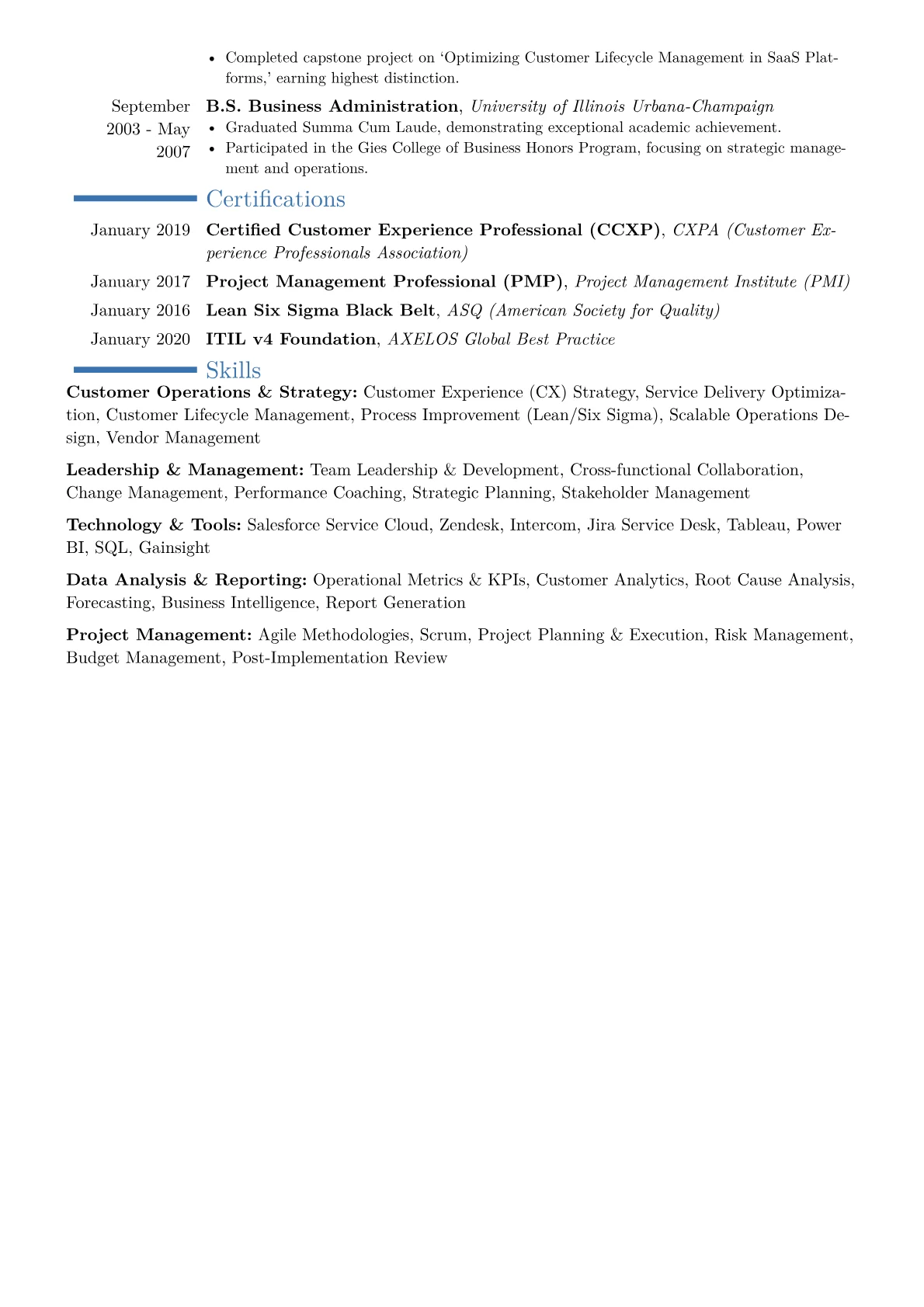 Customer Operations Director Resume Example CV template - Page 2