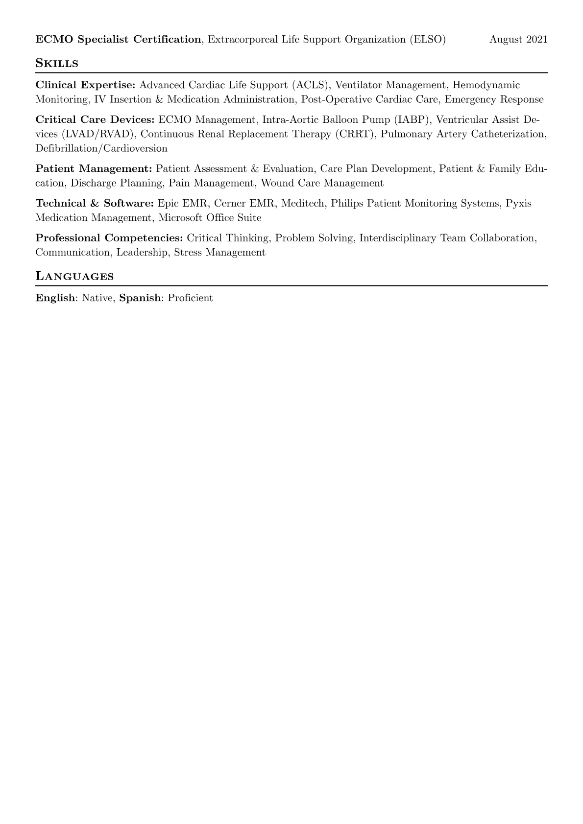 CVICU Nurse Resume Example CV template - Page 2