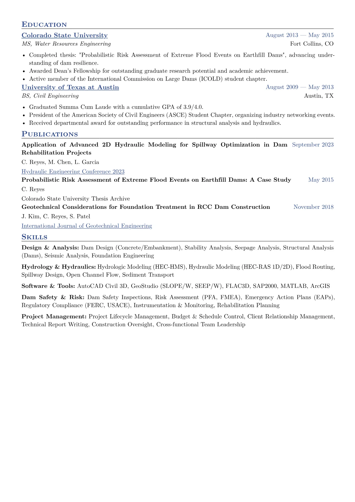 Dam Engineer Resume Example CV template - Page 2