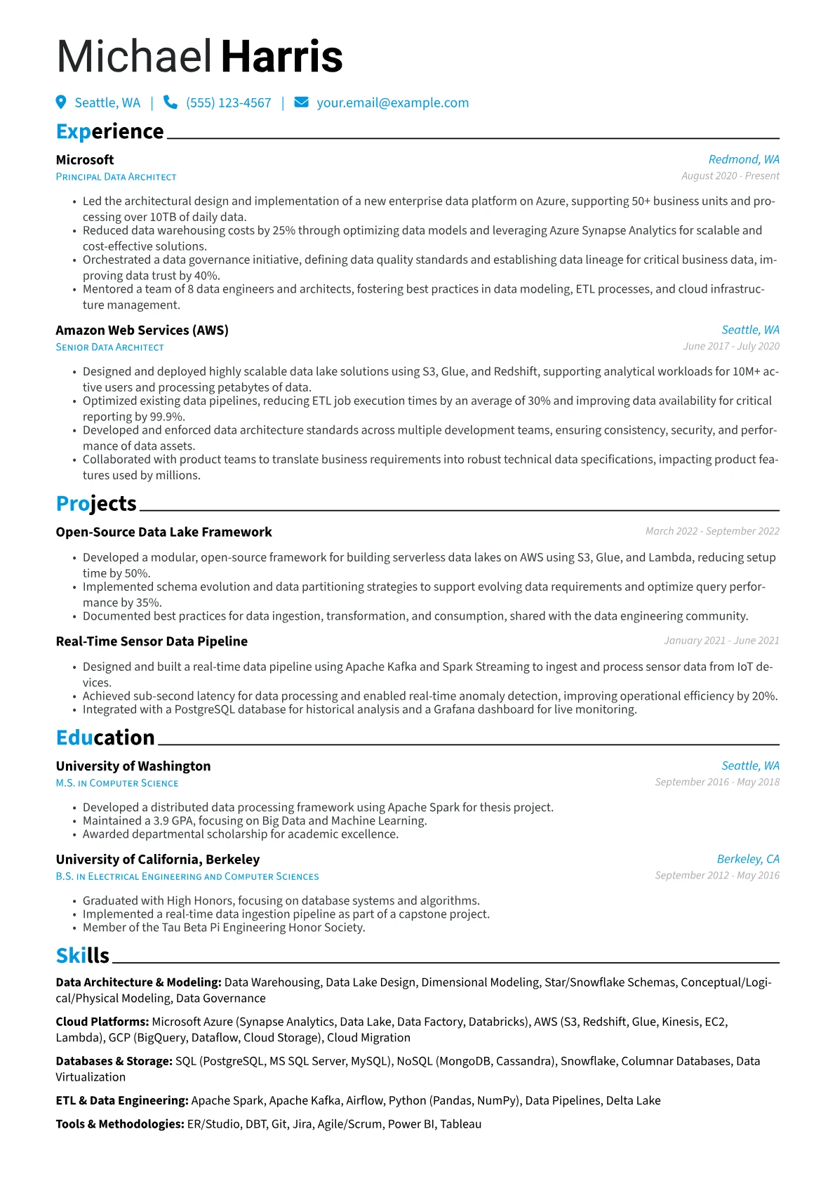 Data Architect Resume Example CV template - Page 1