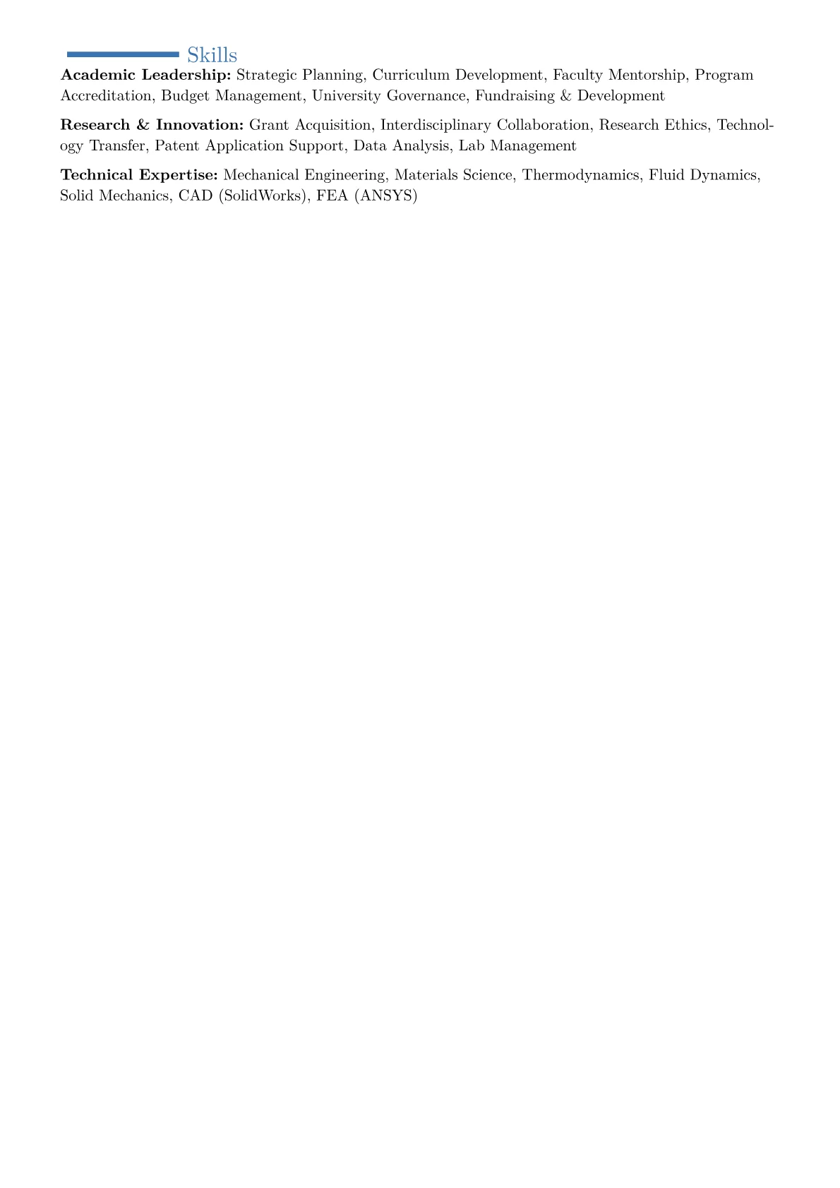 Dean of Engineering Resume Example CV template - Page 2