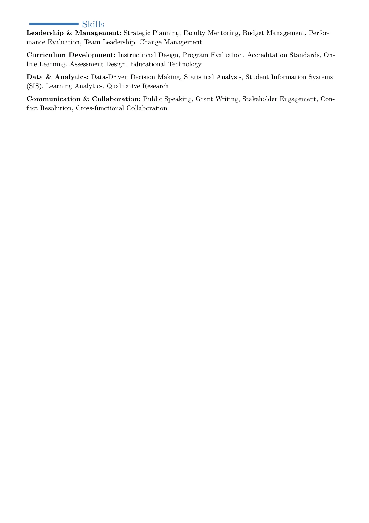 Department Head Resume Example CV template - Page 2