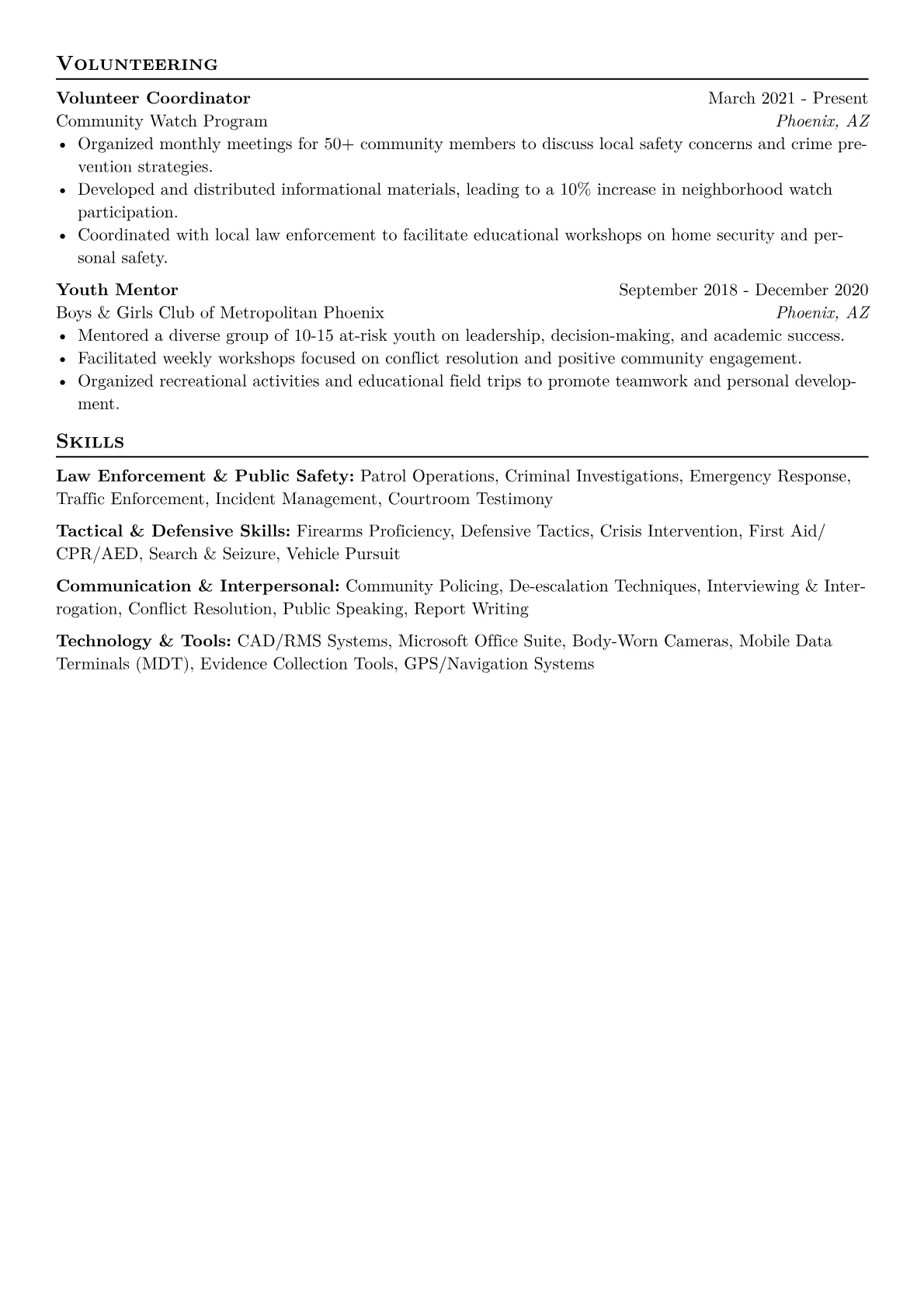 Deputy Sheriff Resume Example CV template - Page 2