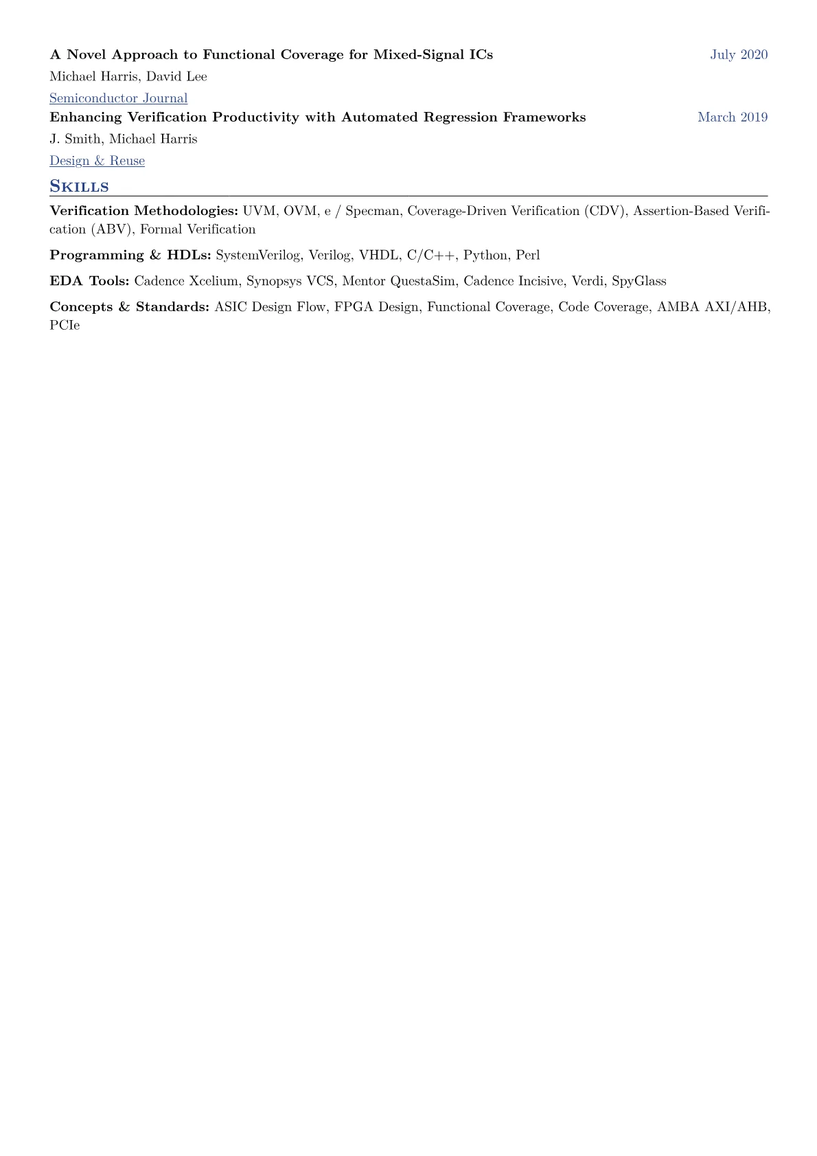 Design Verification Engineer Resume Example CV template - Page 2