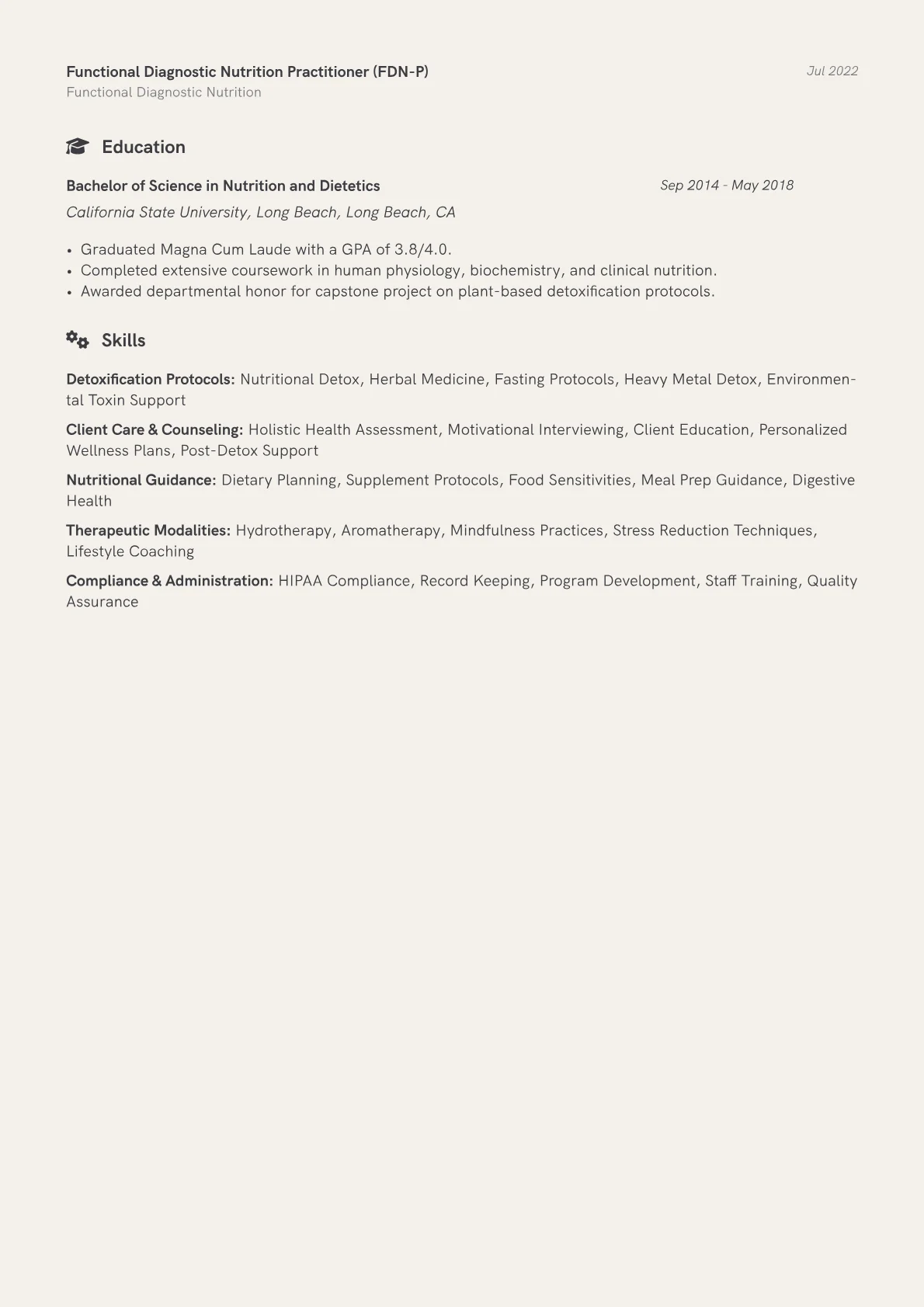 Detox Specialist Resume Example CV template - Page 2
