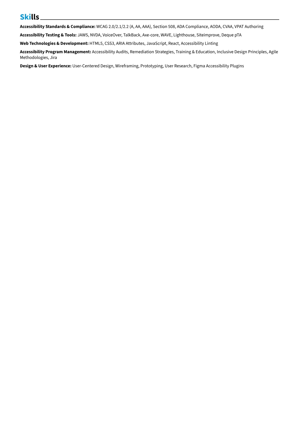 Digital Accessibility Specialist Resume Example CV template - Page 2