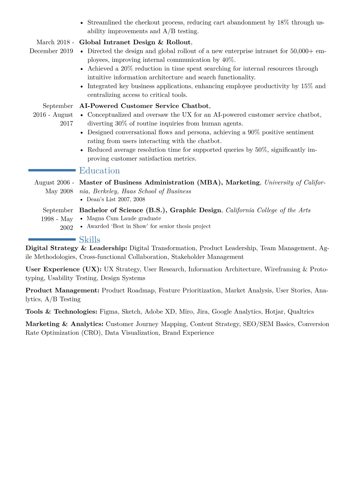 Digital Experience Director Resume Example CV template - Page 2