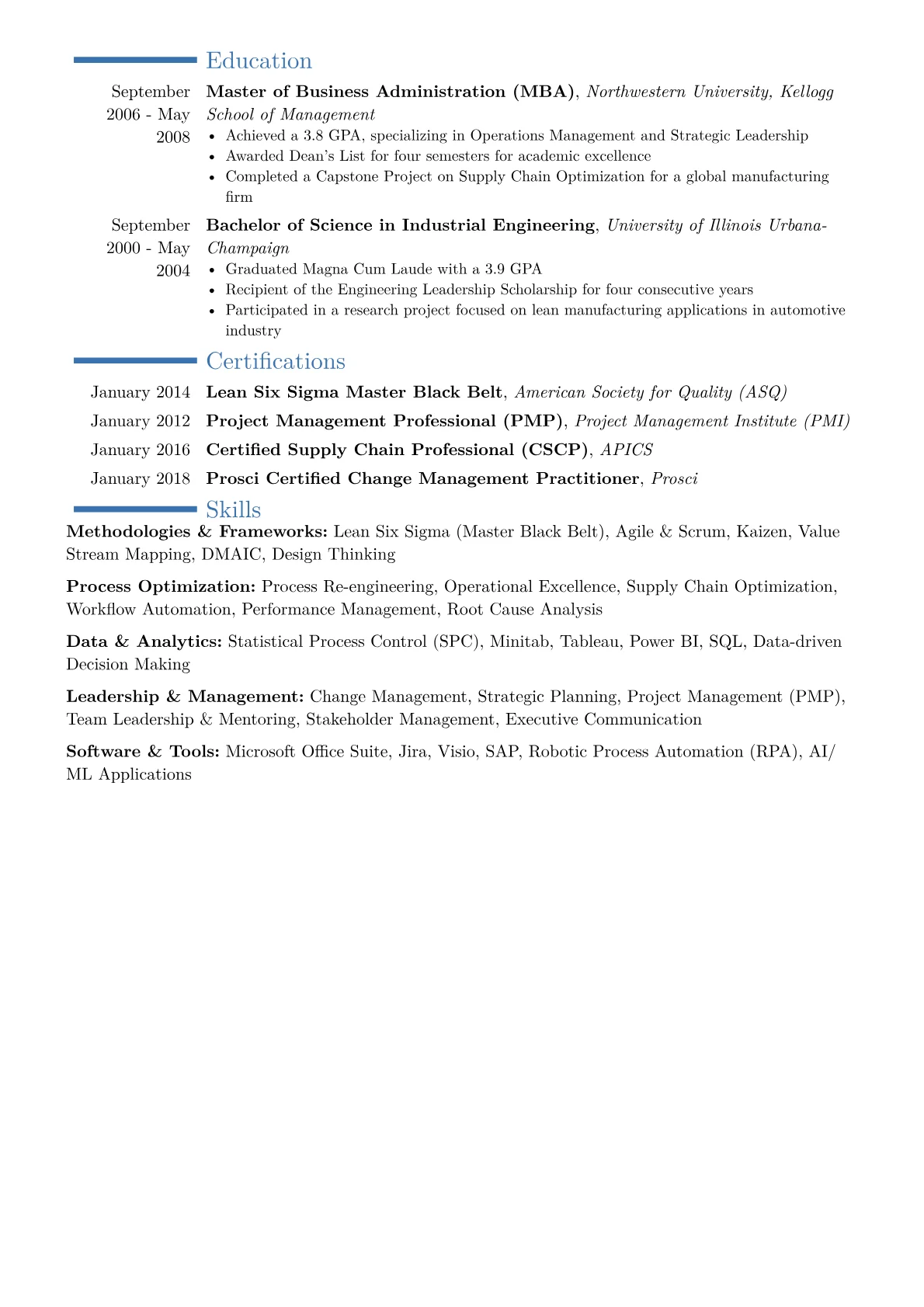 Director of Continuous Improvement Resume Example CV template - Page 2