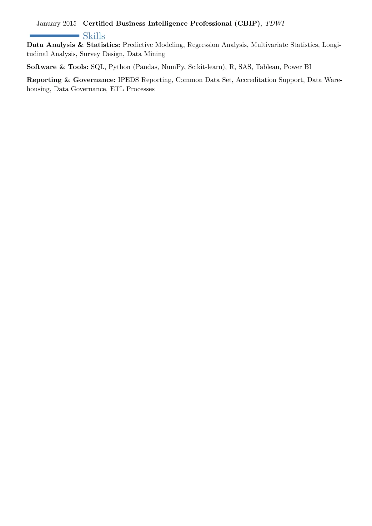 Director of Institutional Research Resume Example CV template - Page 2