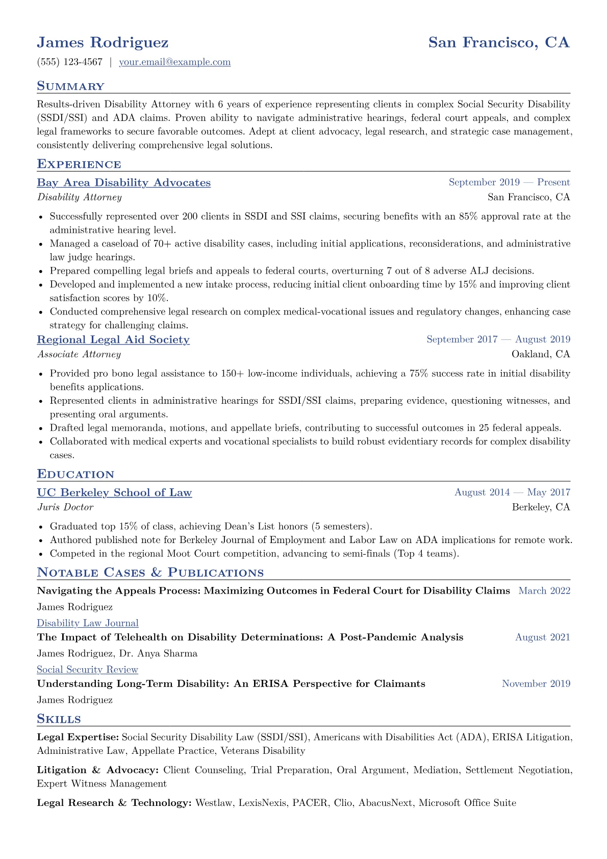 Disability Attorney Resume Example CV template - Page 1
