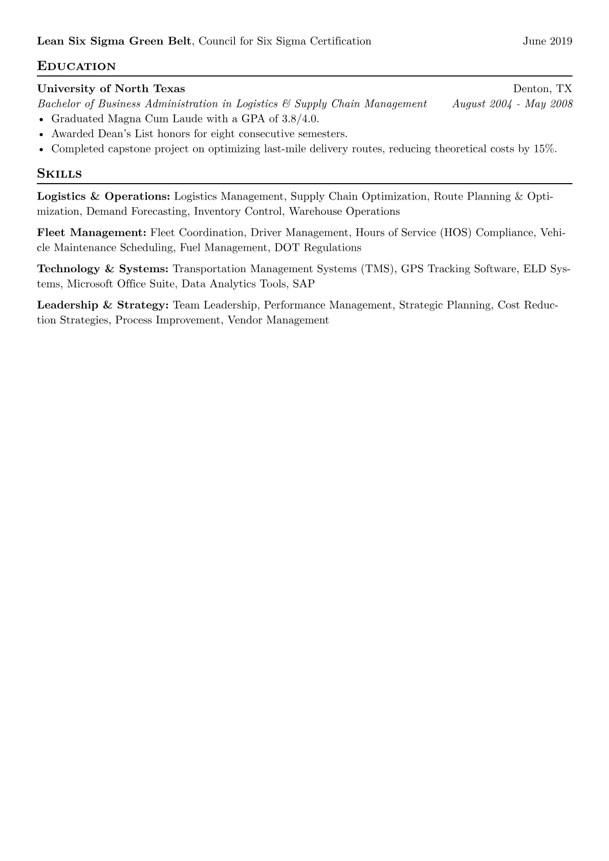 Dispatch Executive Resume Example CV template - Page 2
