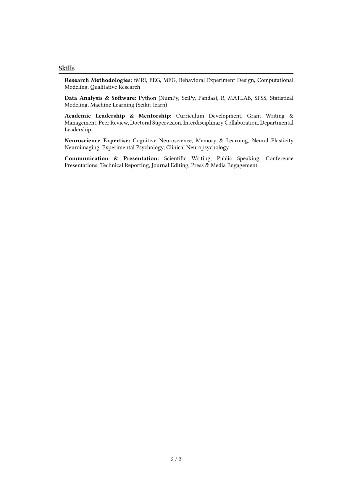 Distinguished Professor Resume Example CV template - Page 2