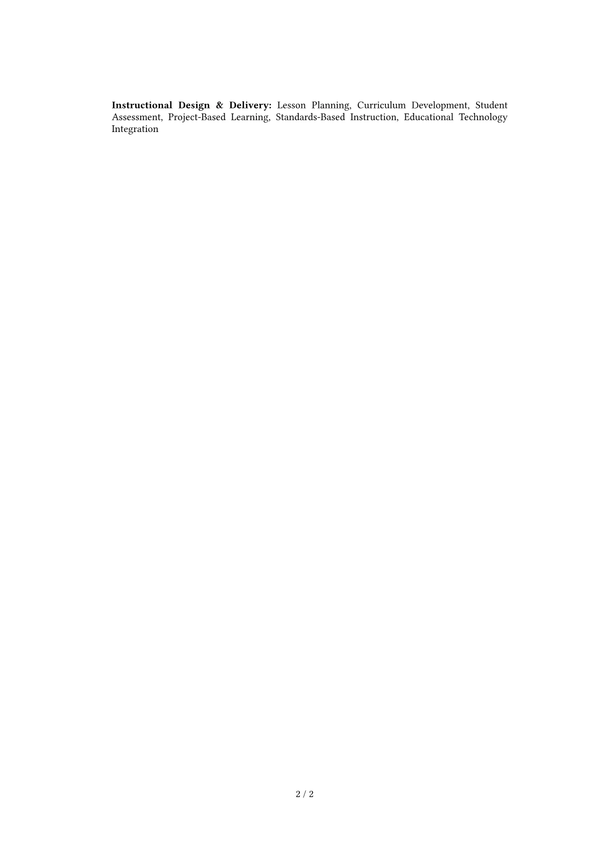 Elementary Teacher Resume Example CV template - Page 2