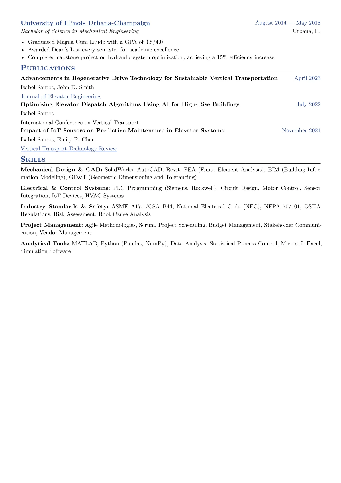 Elevator Engineer Resume Example CV template - Page 2