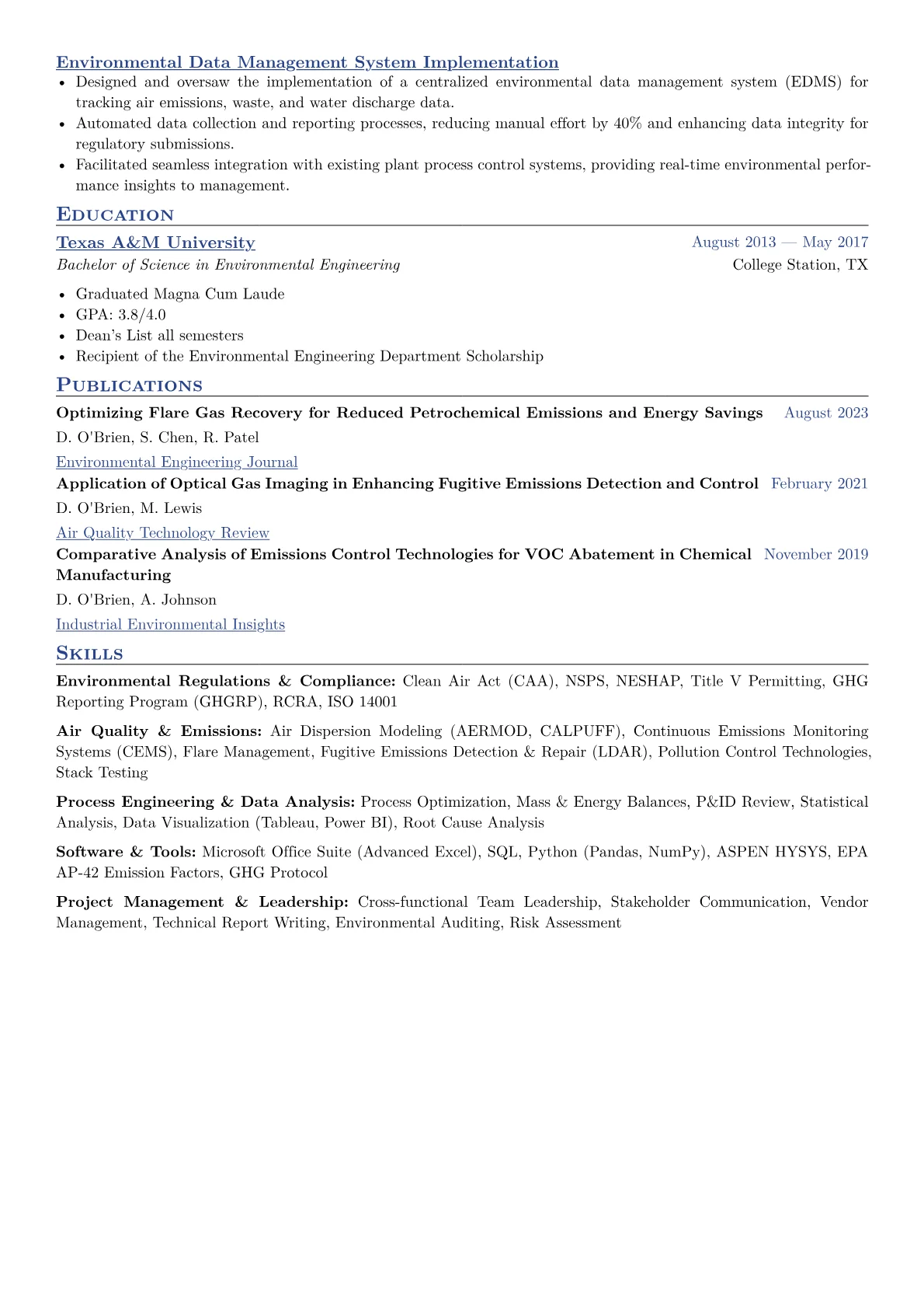 Emissions Engineer Resume Example CV template - Page 2