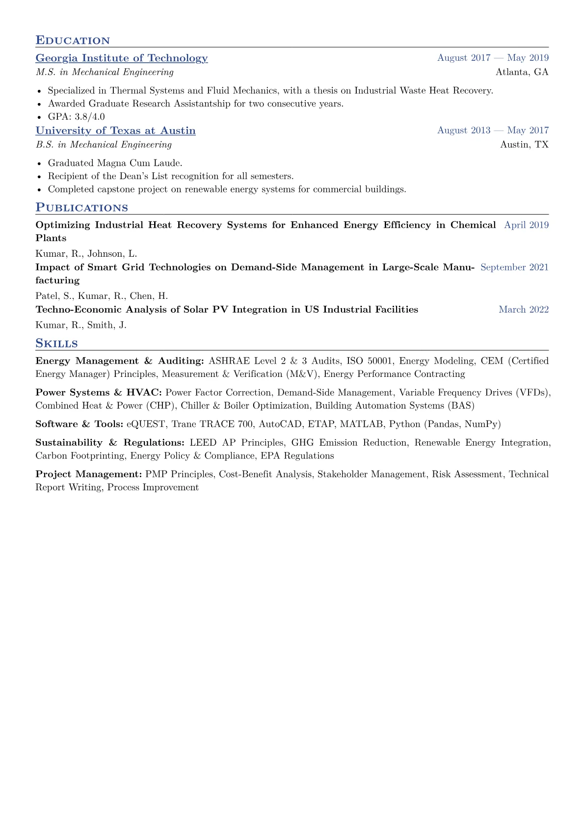 Energy Efficiency Engineer Resume Example CV template - Page 2