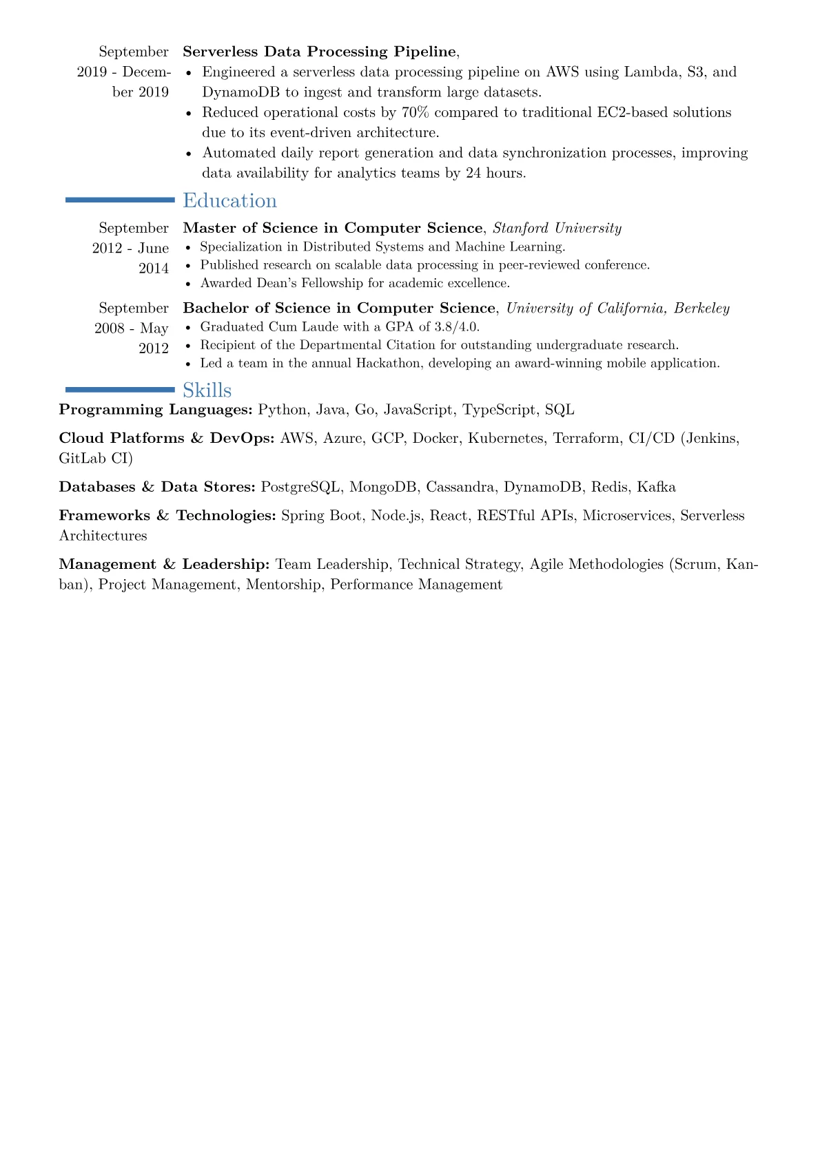 Engineering Manager Resume Example CV template - Page 2