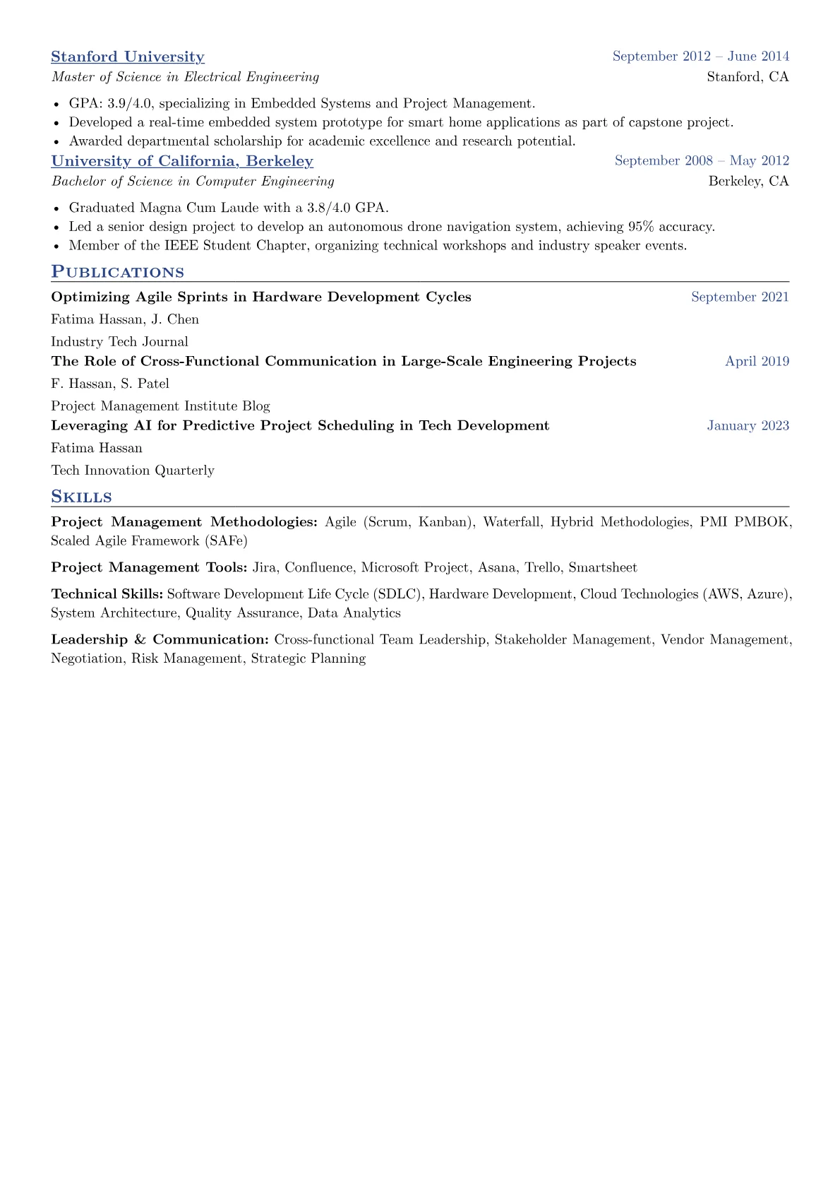 Engineering Project Manager Resume Example CV template - Page 2