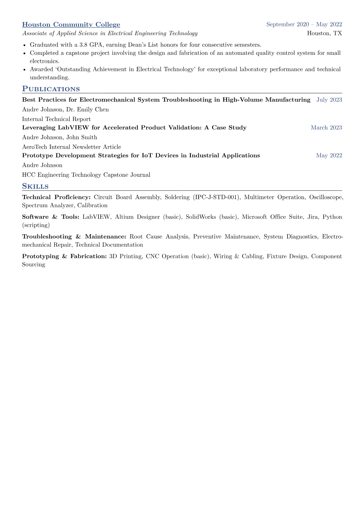 Engineering Technician Resume Example CV template - Page 2