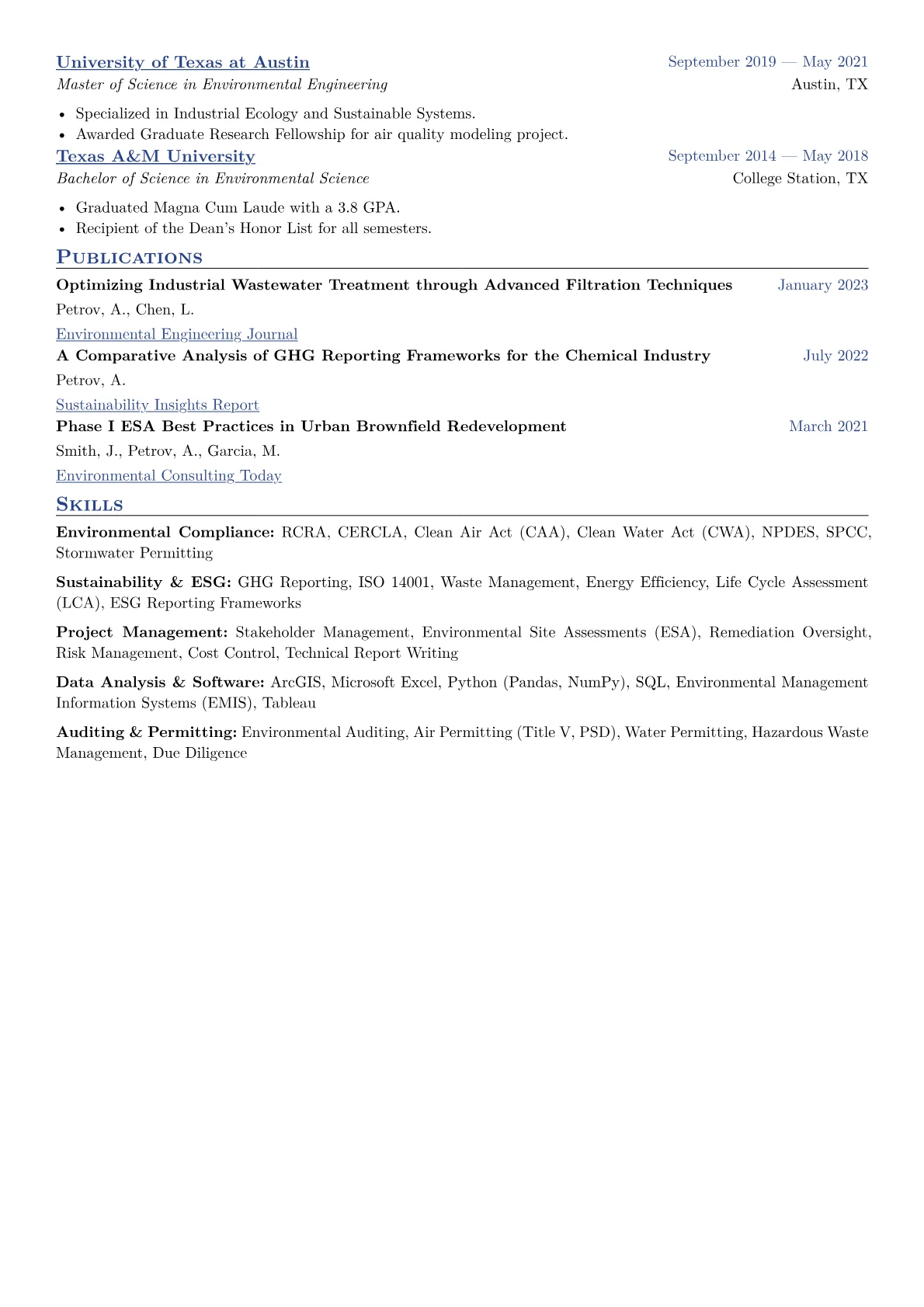 Environmental Consultant Resume Example CV template - Page 2