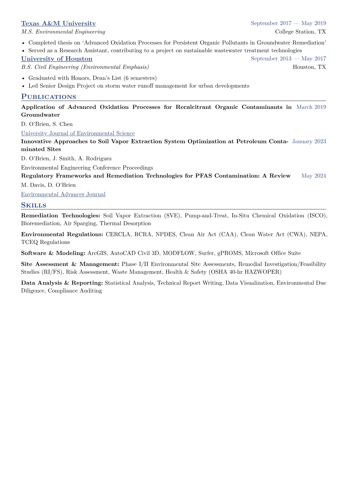 Environmental Remediation Engineer Resume Example CV template - Page 2