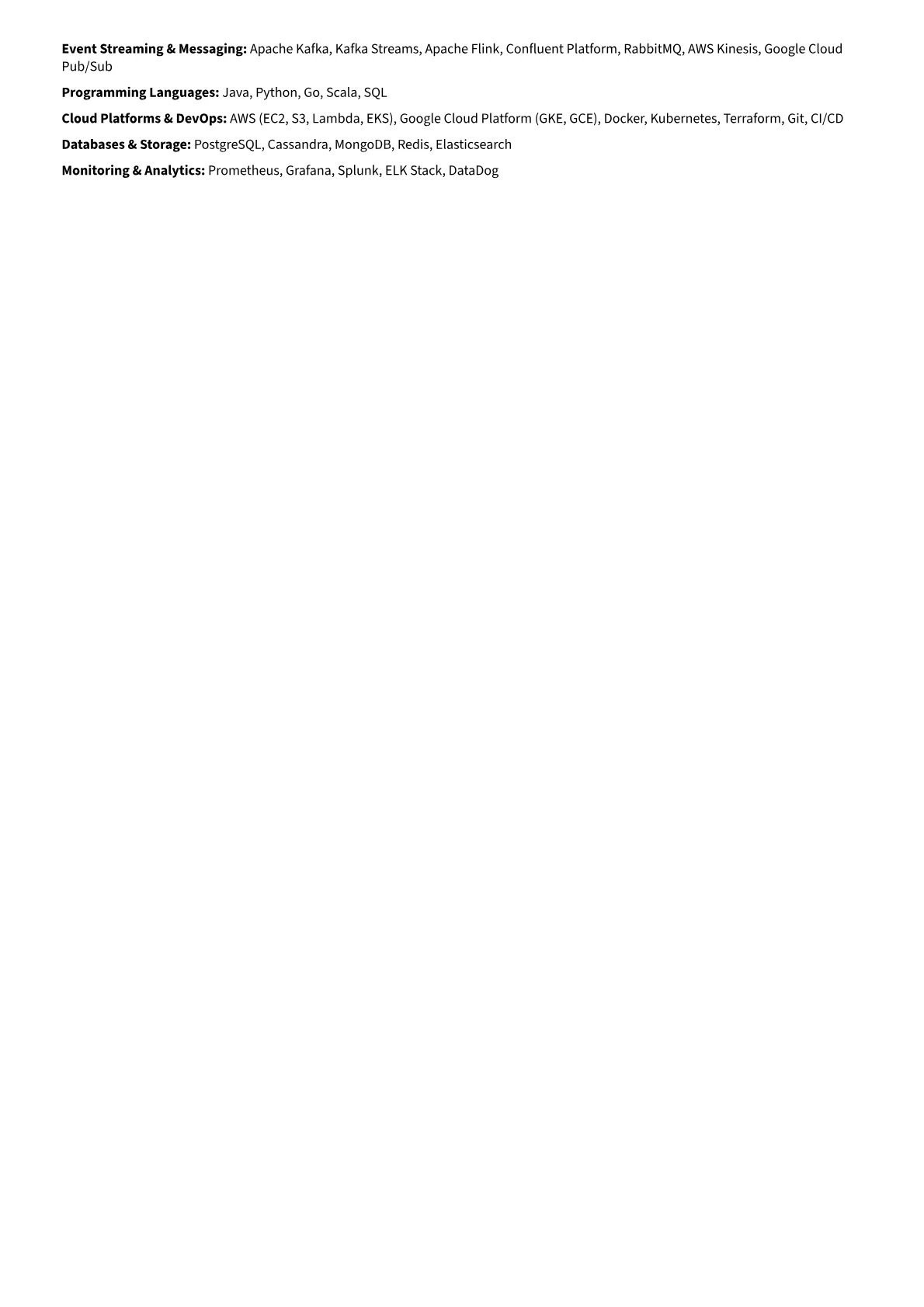 Event-Driven Architecture Engineer Resume Example CV template - Page 2