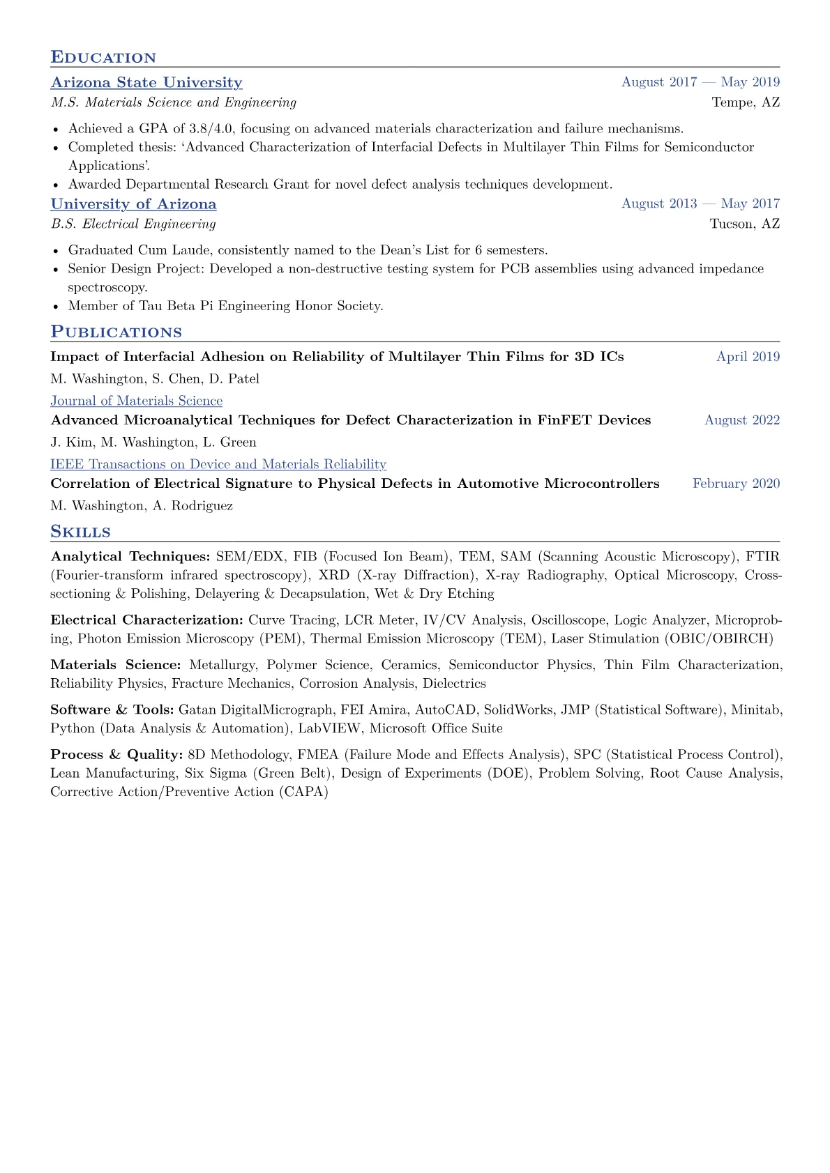Failure Analysis Engineer Resume Example CV template - Page 2