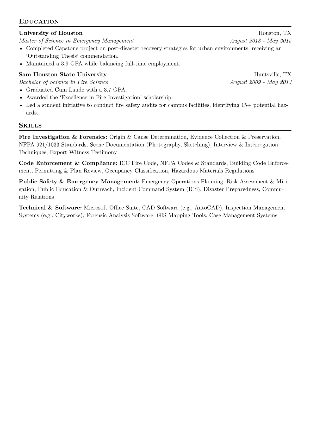Fire Marshal Resume Example CV template - Page 2