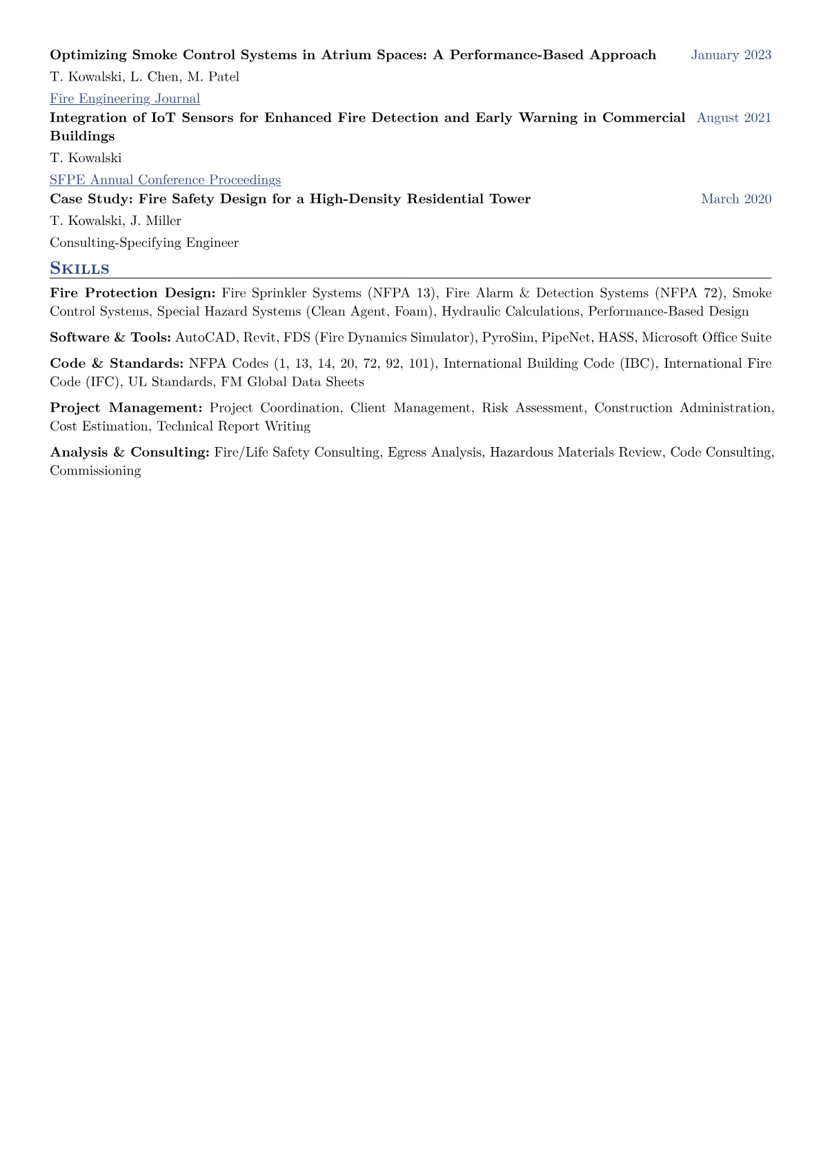 Fire Protection Engineer Resume Example CV template - Page 2