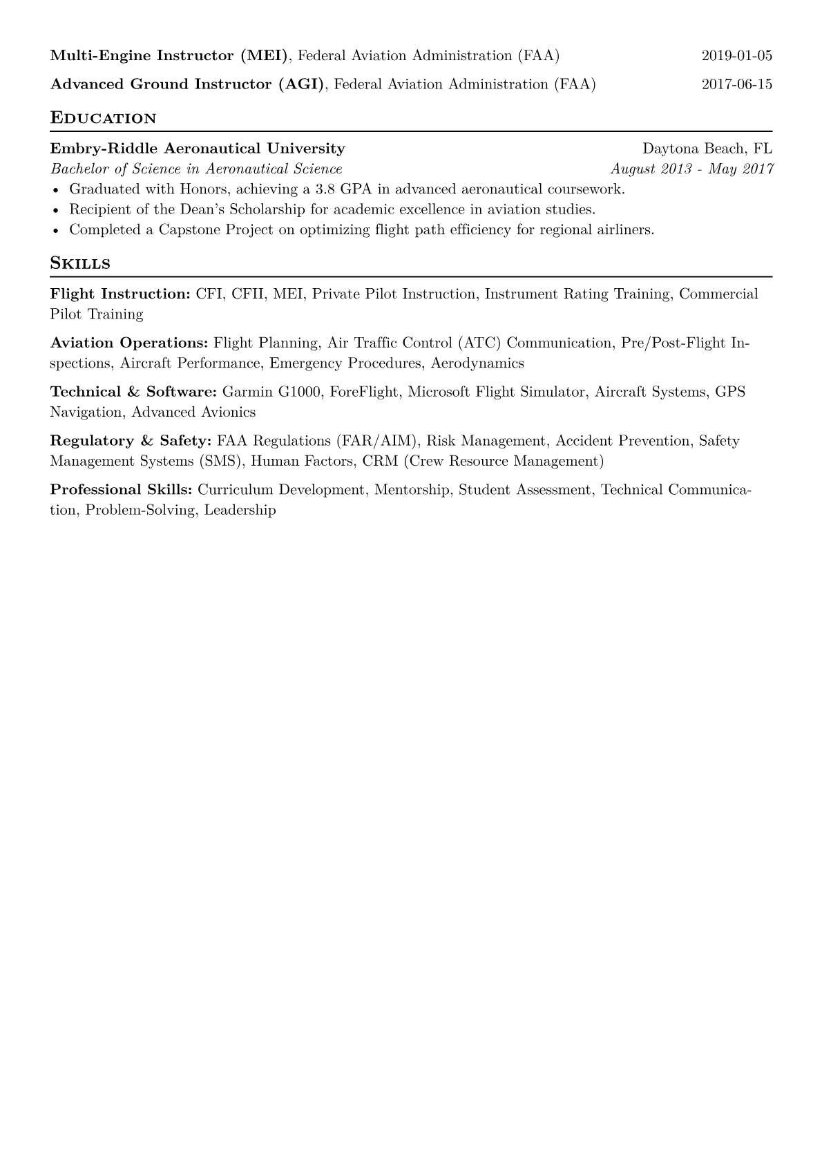 Flight Instructor Resume Example CV template - Page 2