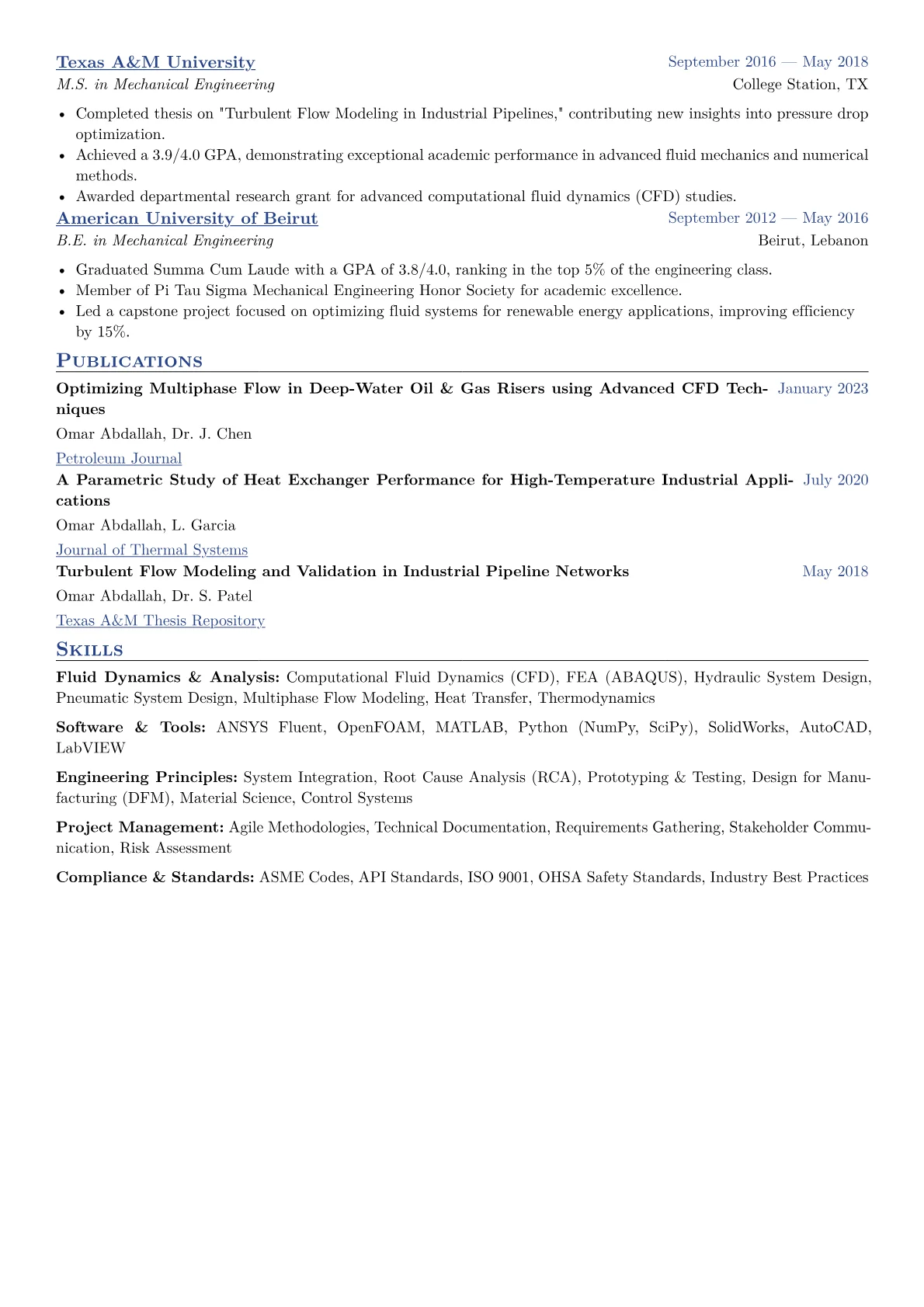 Fluids Engineer Resume Example CV template - Page 2