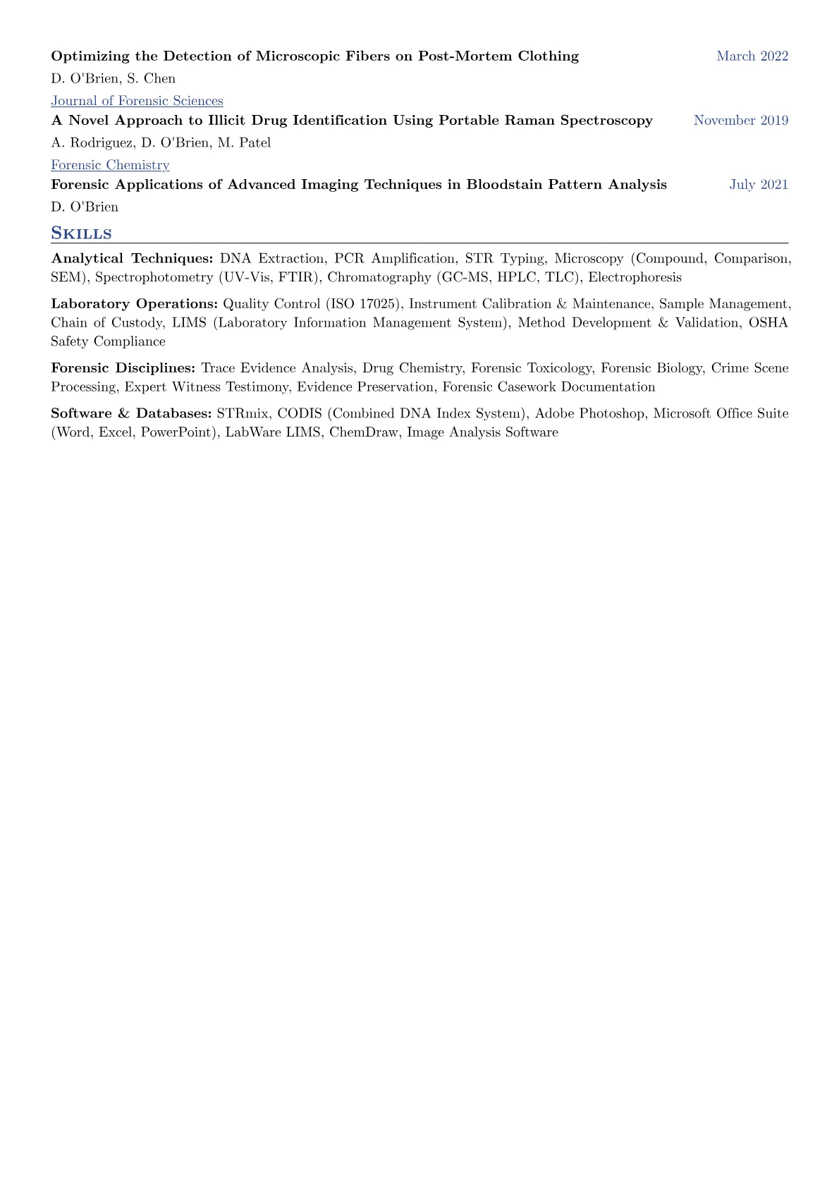 Forensic Scientist Resume Example CV template - Page 2