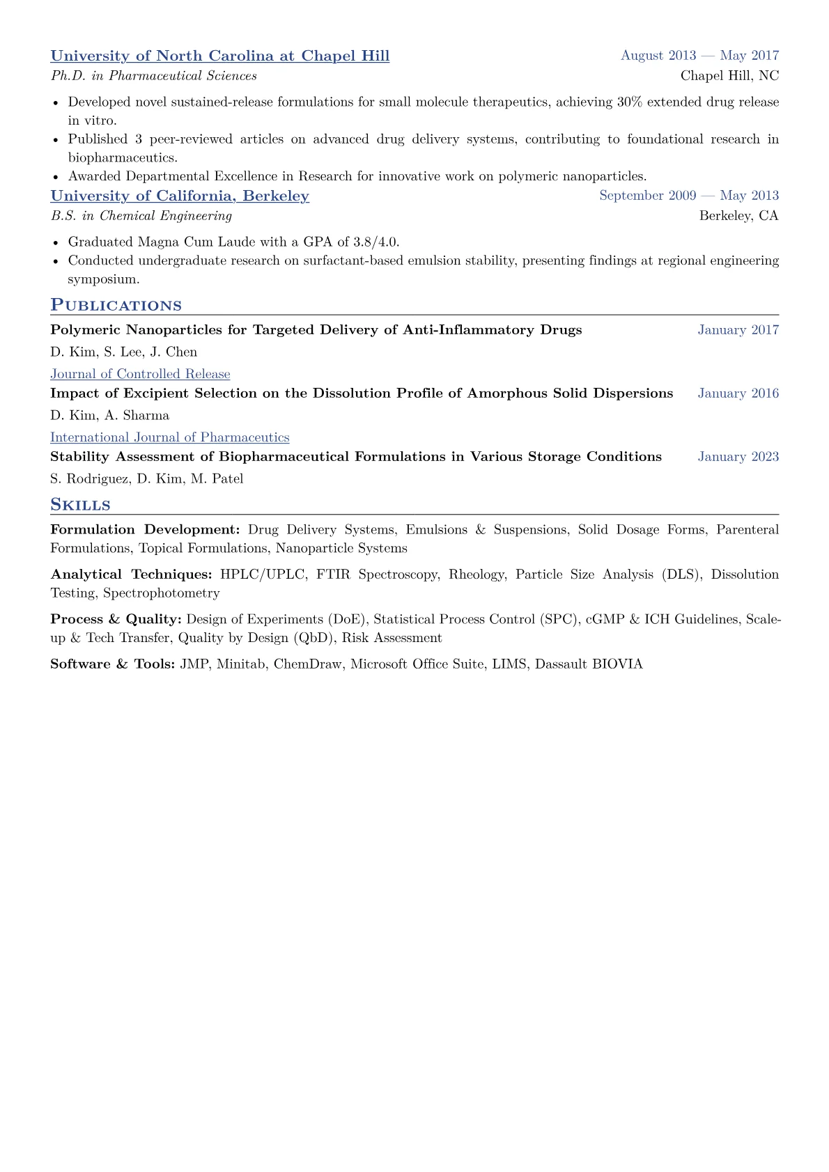 Formulation Scientist Resume Example CV template - Page 2