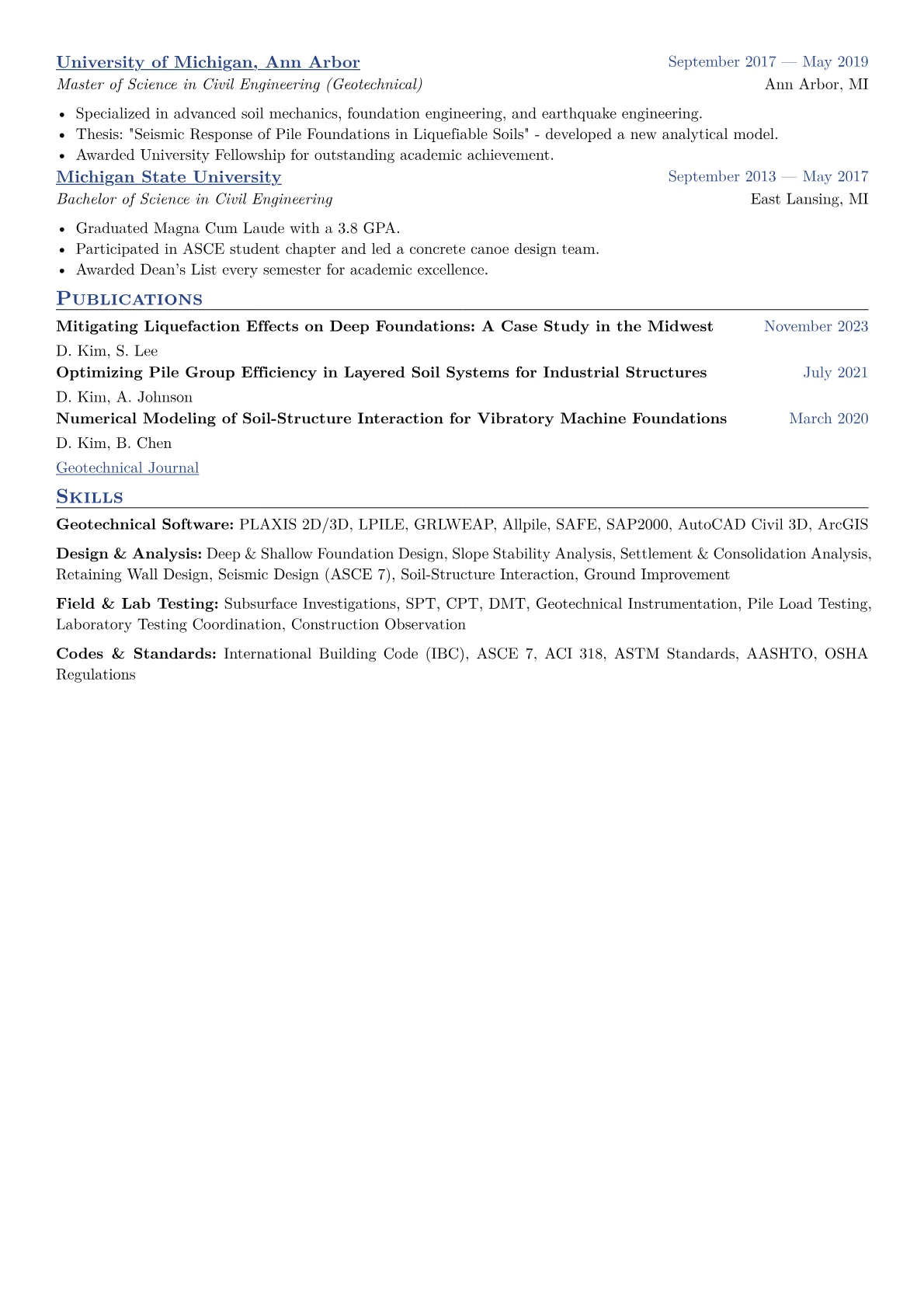 Foundation Engineer Resume Example CV template - Page 2