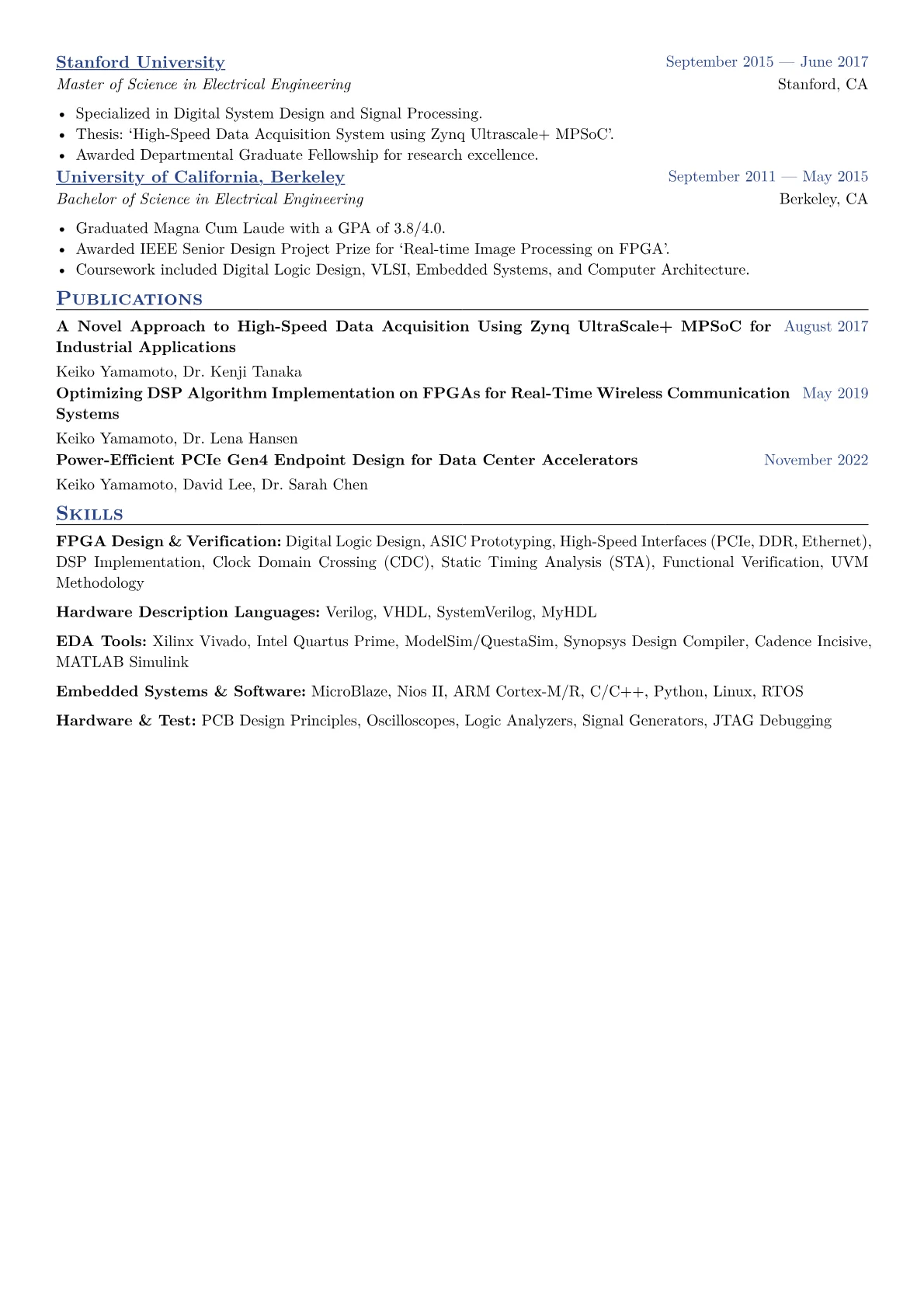 FPGA Engineer Resume Example CV template - Page 2