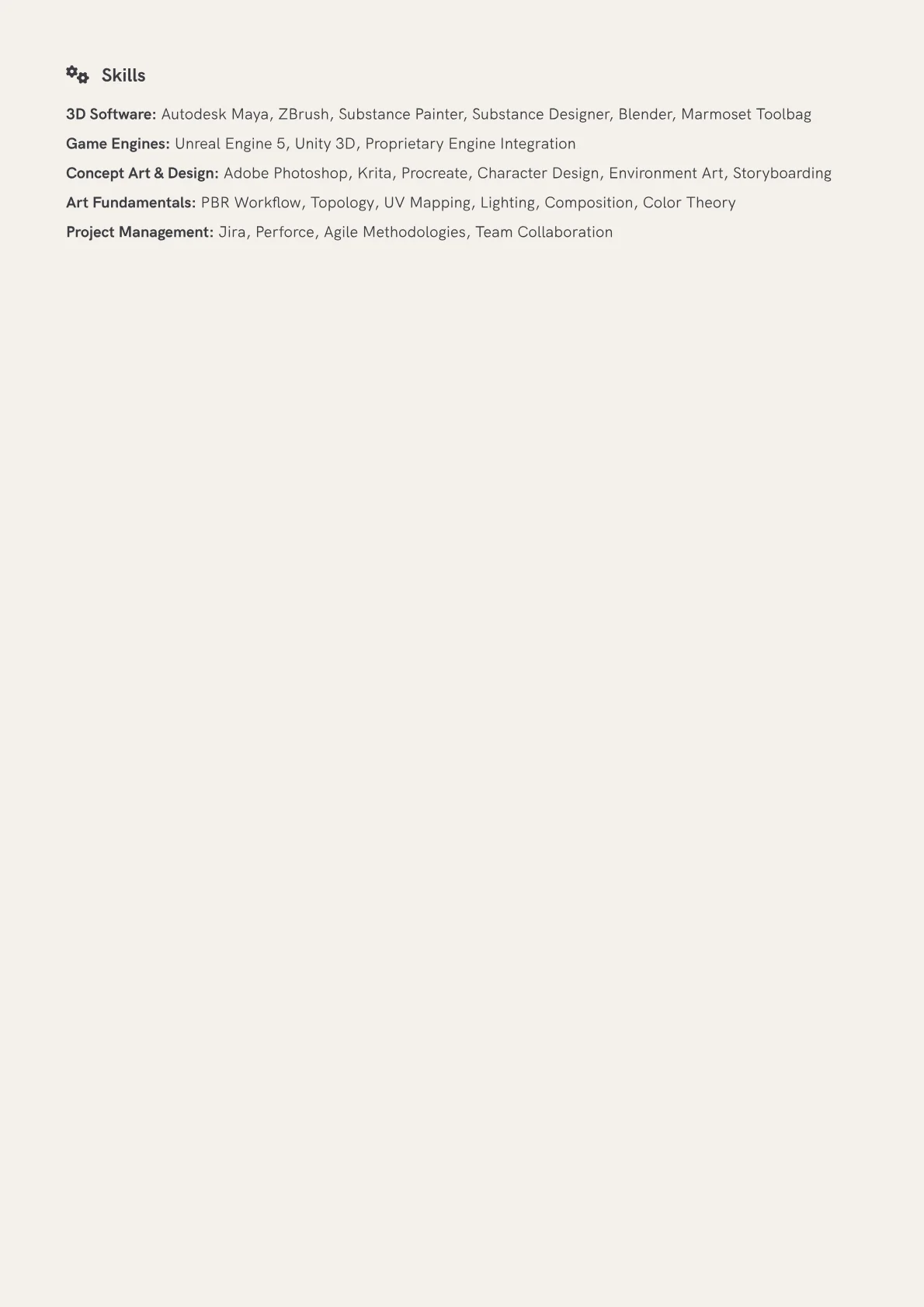 Game Artist Resume Example CV template - Page 2