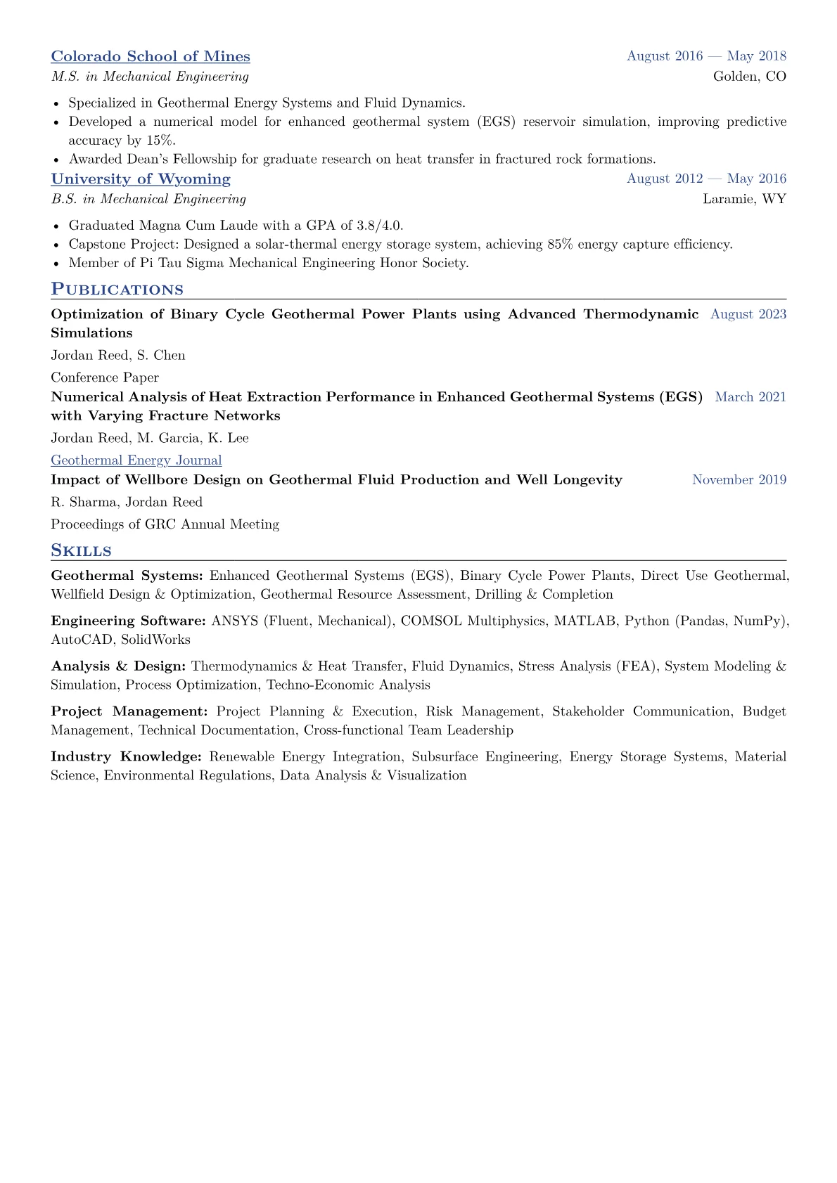 Geothermal Engineer Resume Example CV template - Page 2