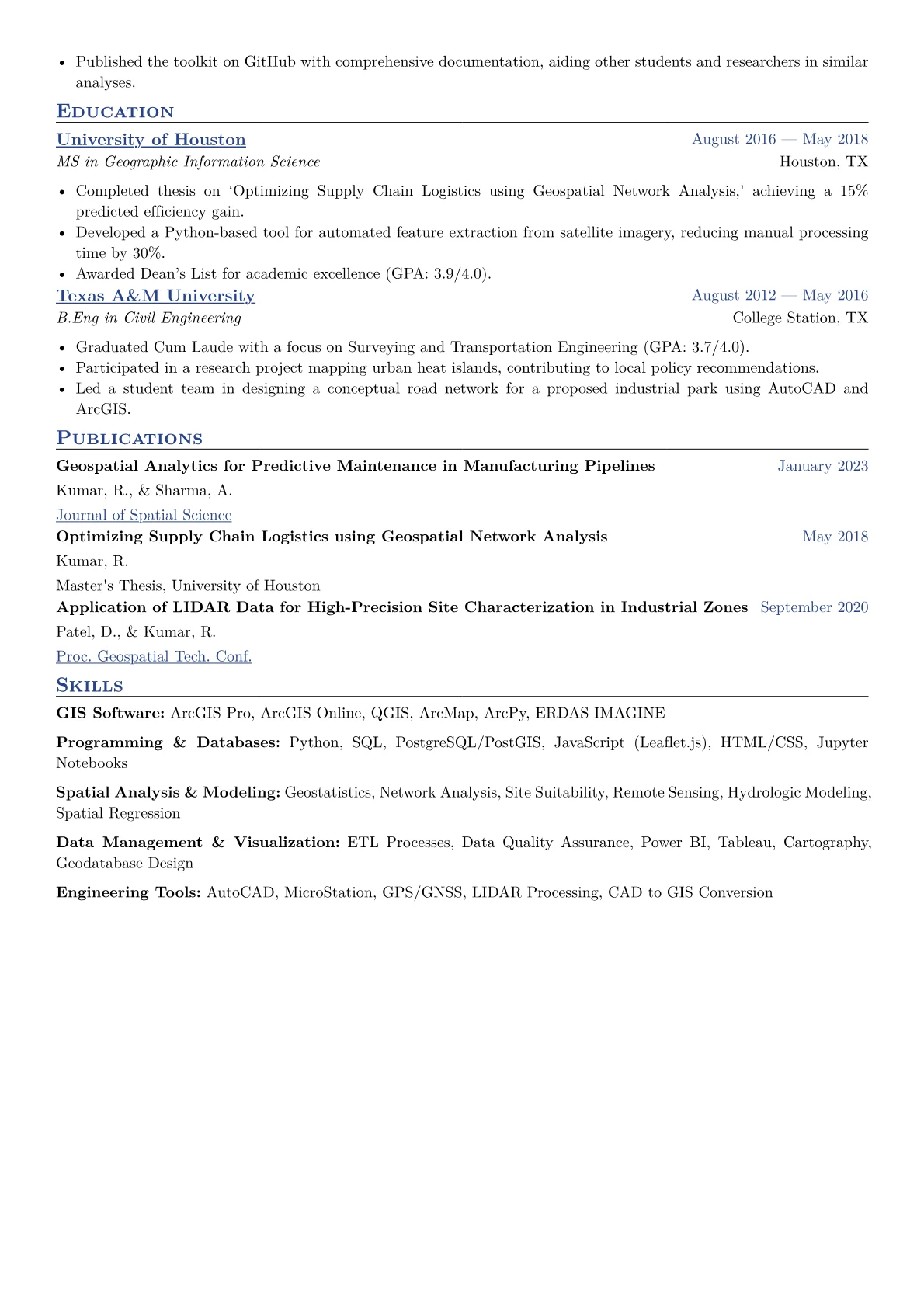 GIS Analyst Resume Example CV template - Page 2