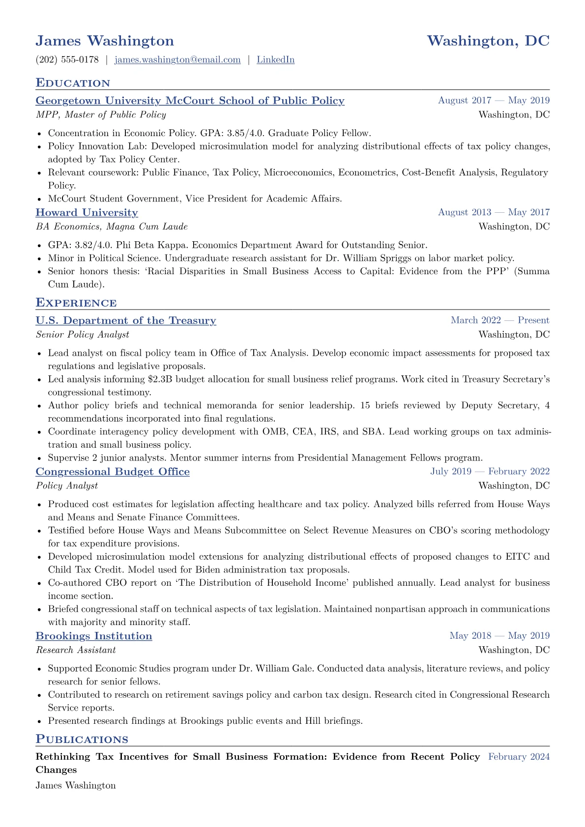 Government Policy Analyst CV template - Page 1