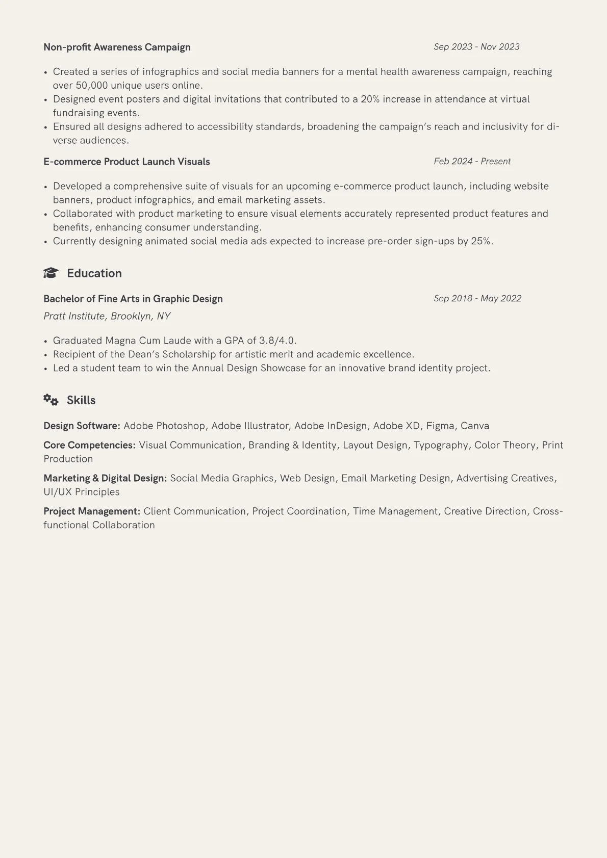 Graphics Designer Resume Example CV template - Page 2