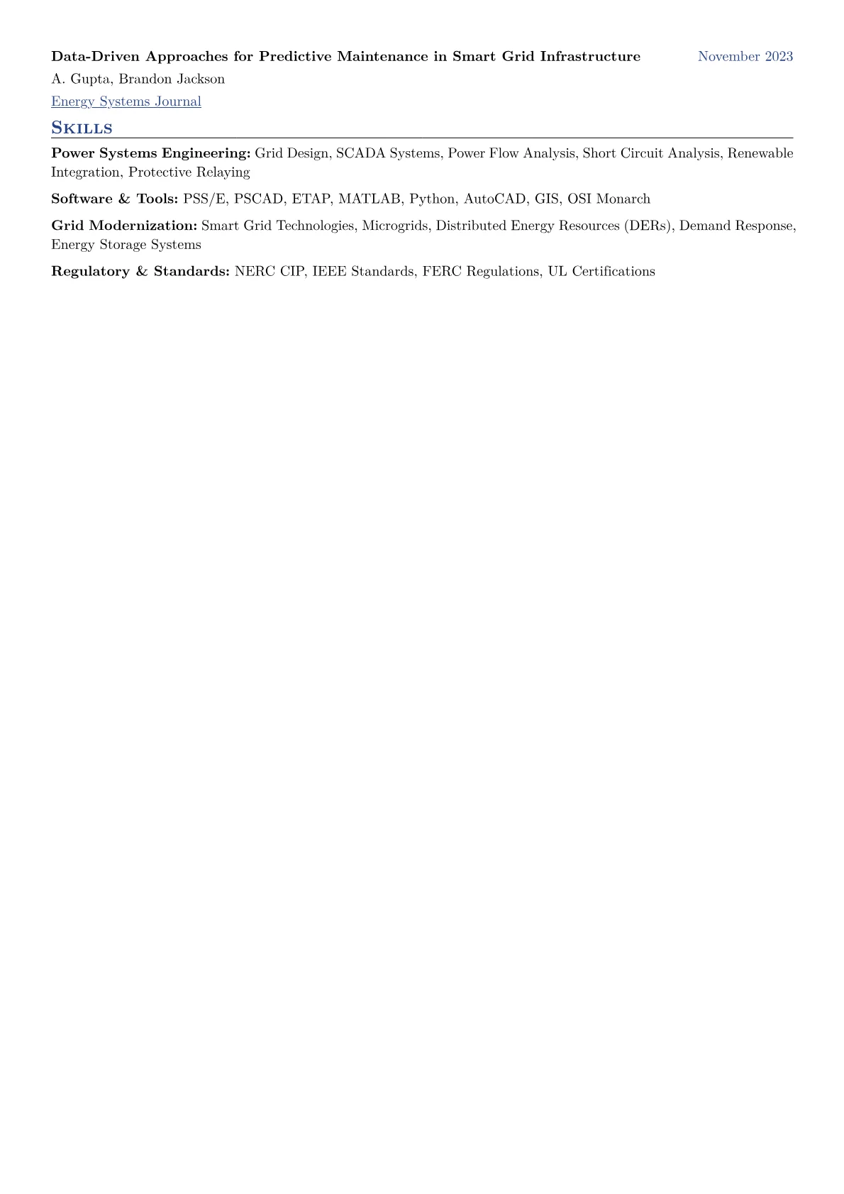 Grid Engineer Resume Example CV template - Page 2