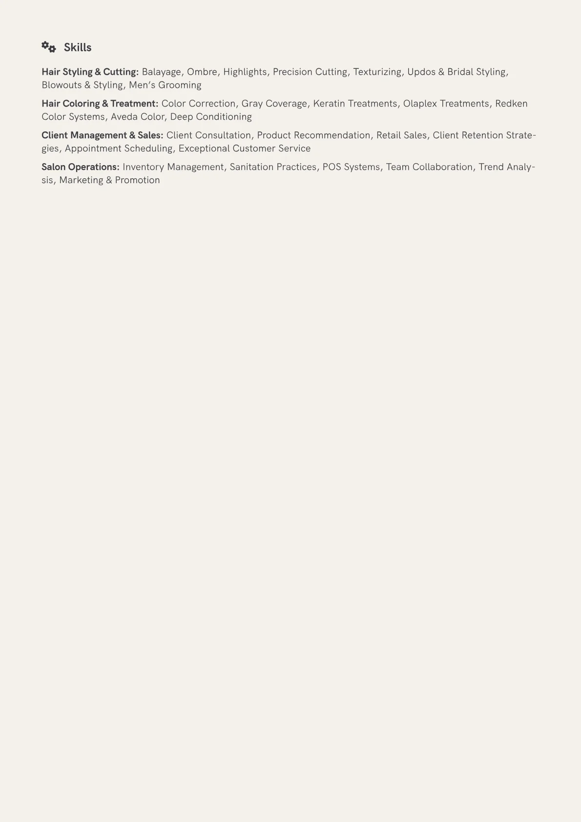 Hairdresser Resume Example CV template - Page 2