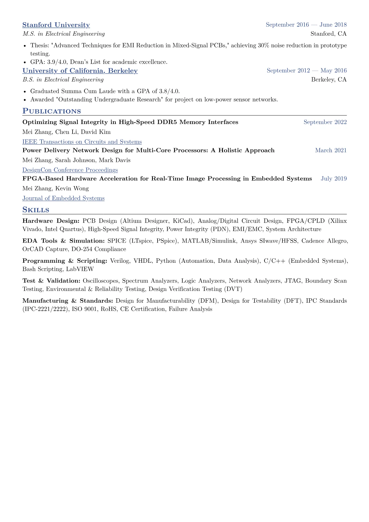 Hardware Design Engineer Resume Example CV template - Page 2