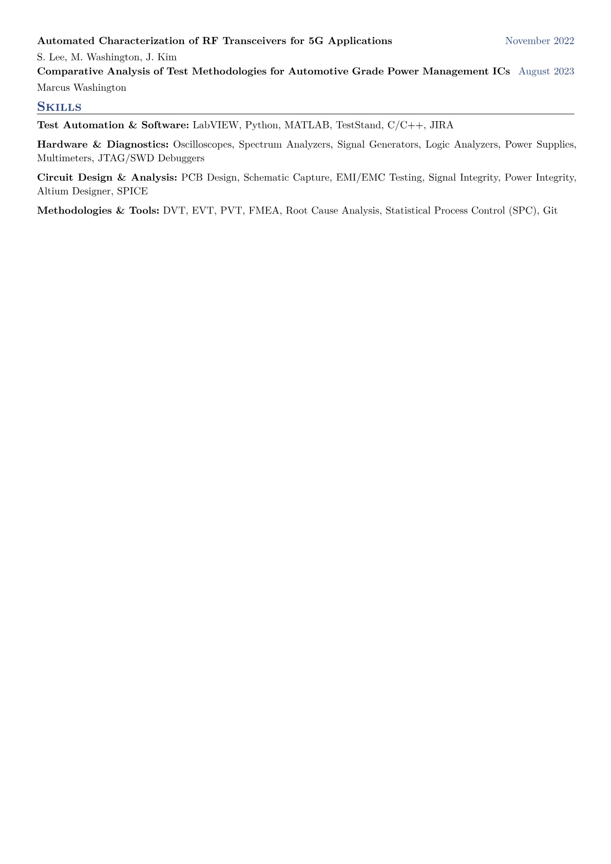 Hardware Test Engineer Resume Example CV template - Page 2