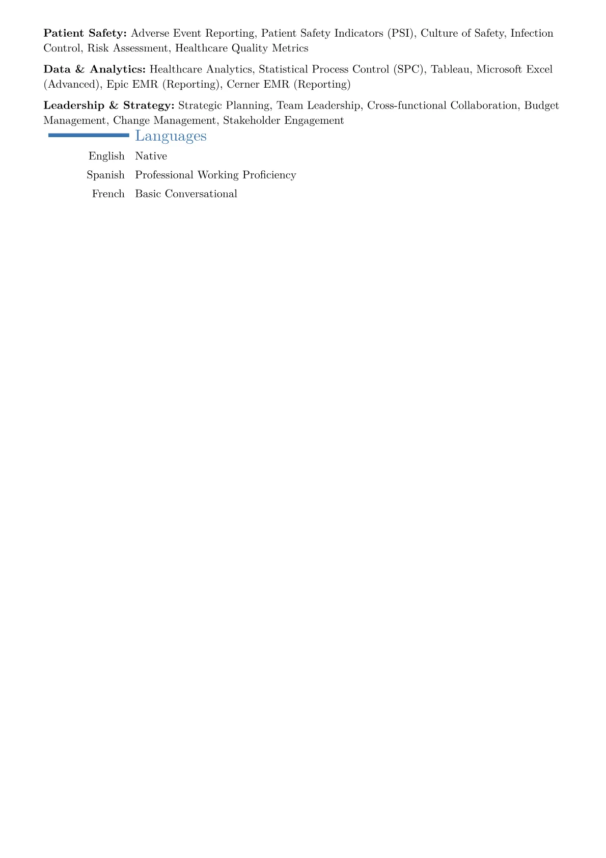 Healthcare Quality Director Resume Example CV template - Page 2