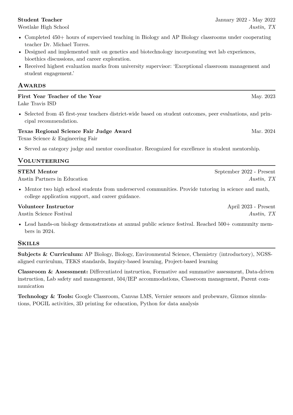 High School Teacher - STEM CV template - Page 2