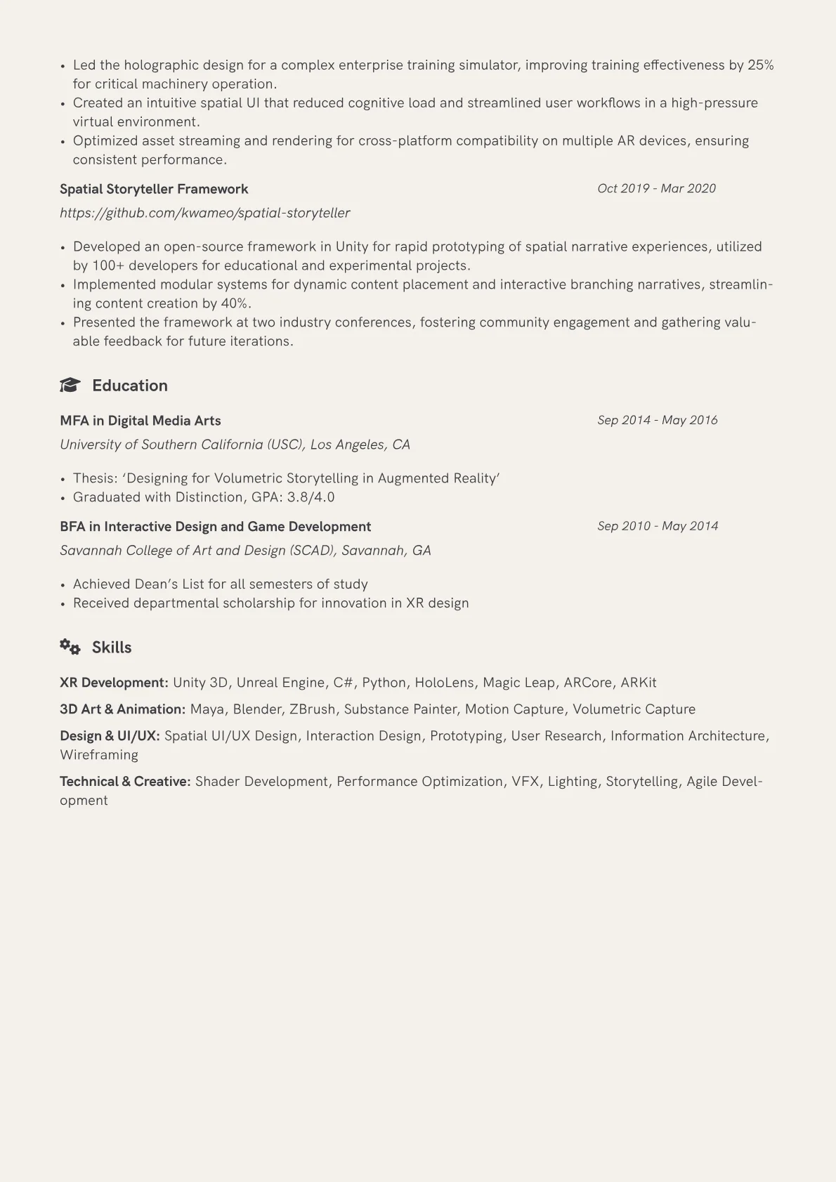 Holographic Designer Resume Example CV template - Page 2