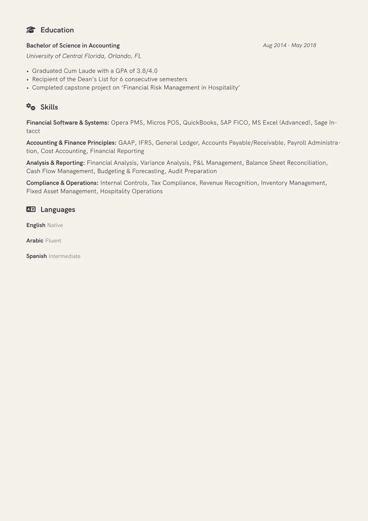 Hotel Accountant Resume Example CV template - Page 2